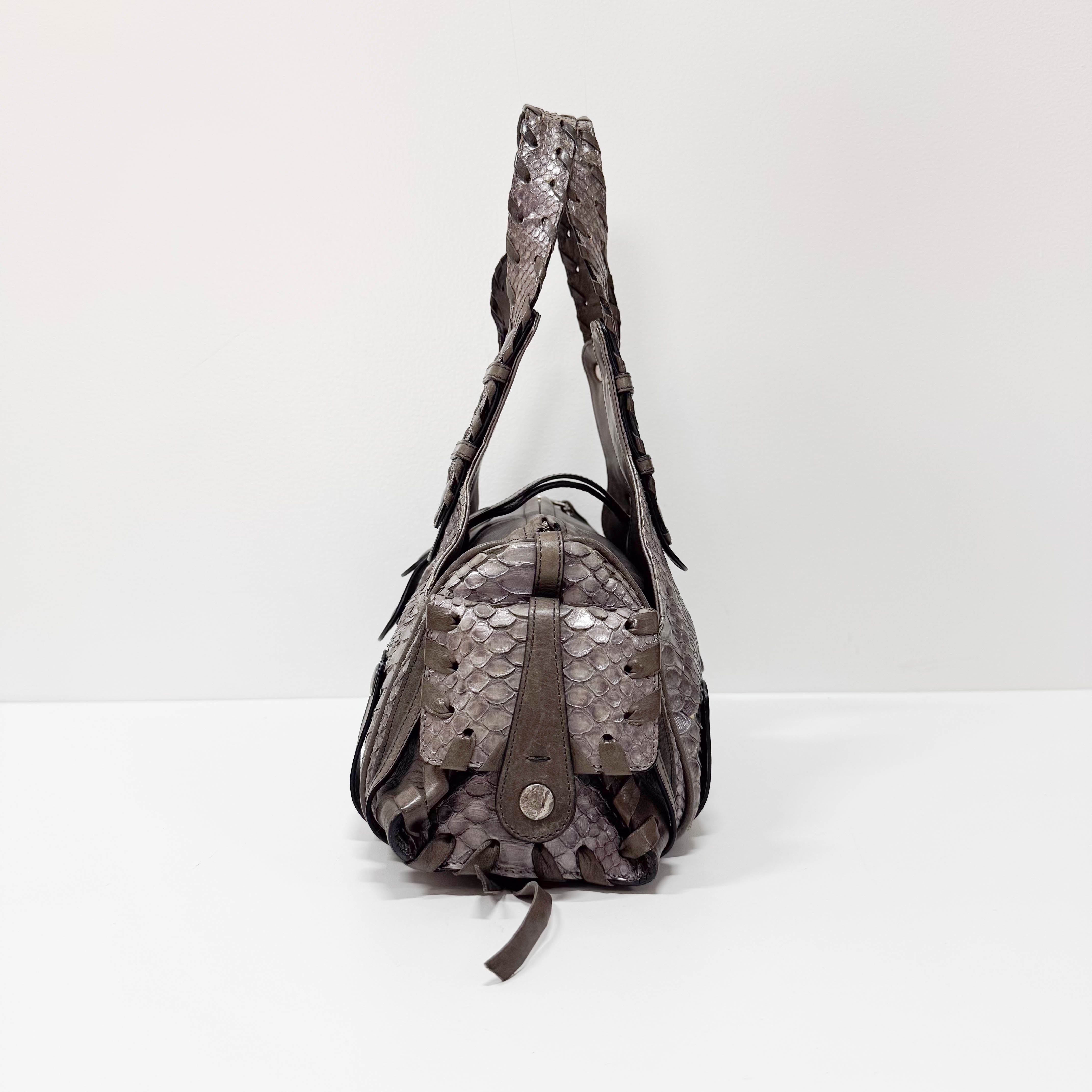 Silverado Grey Python Embossed Shoulder Bag