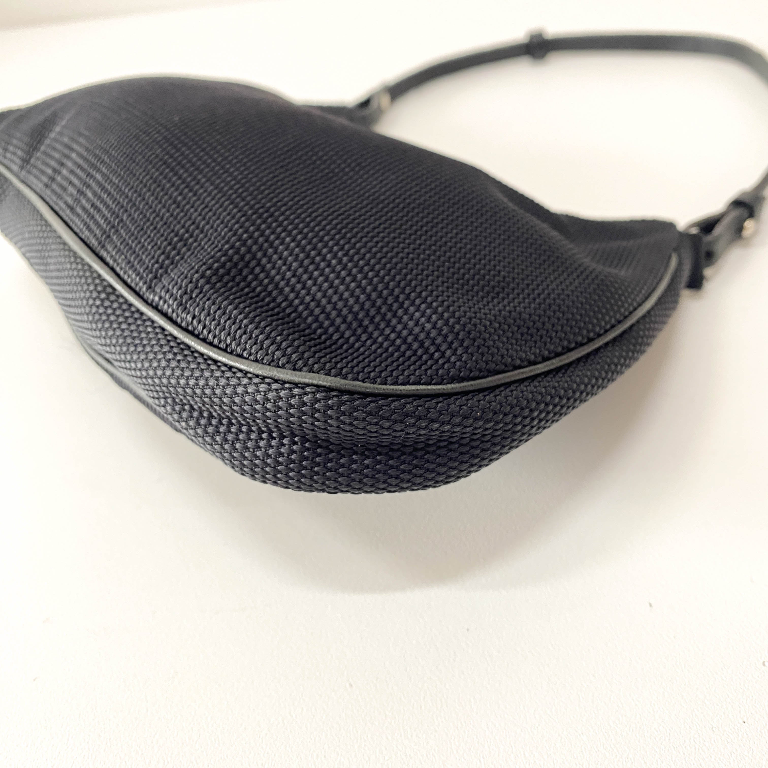 Half Moon Black Coated Canvas Bag