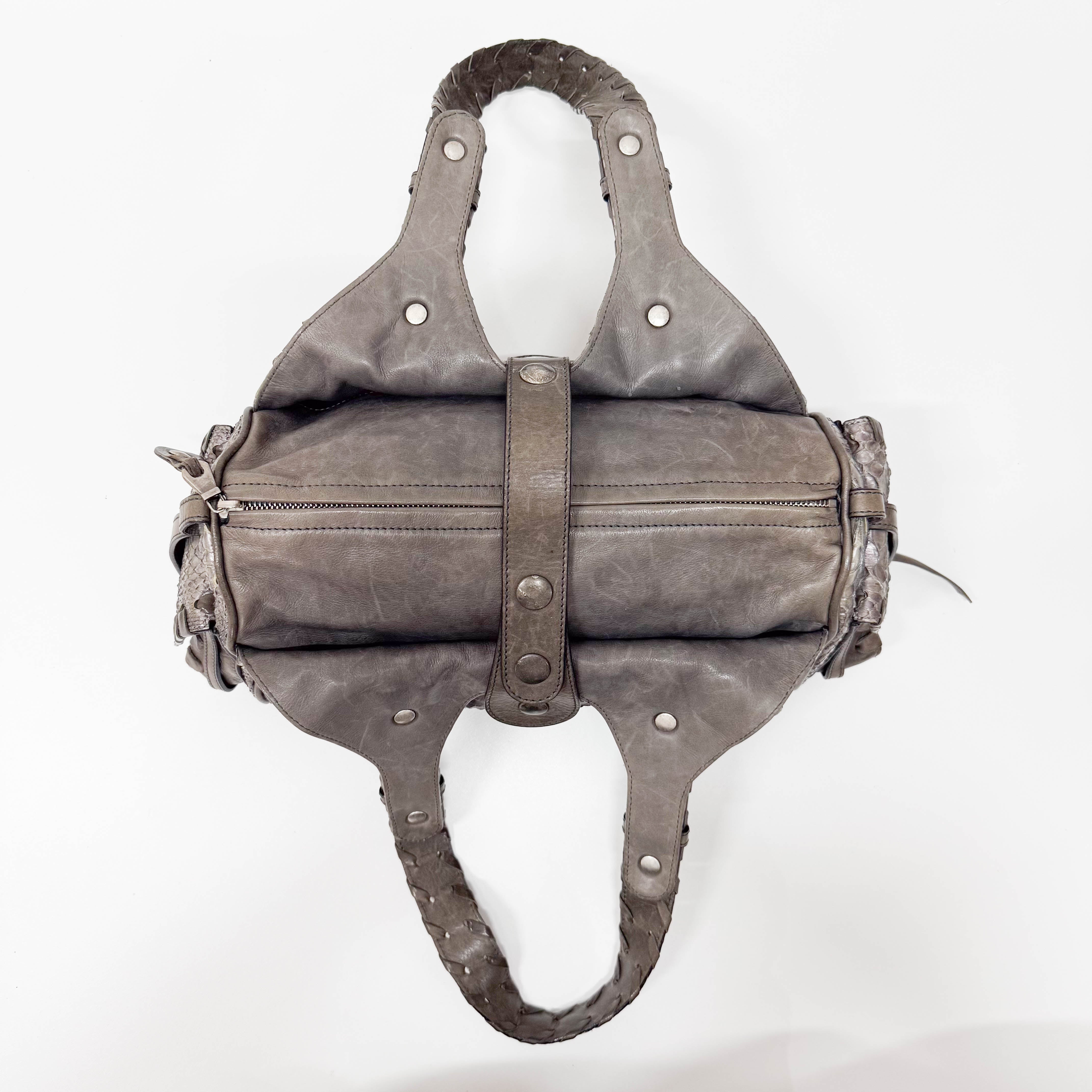 Silverado Grey Python Embossed Shoulder Bag