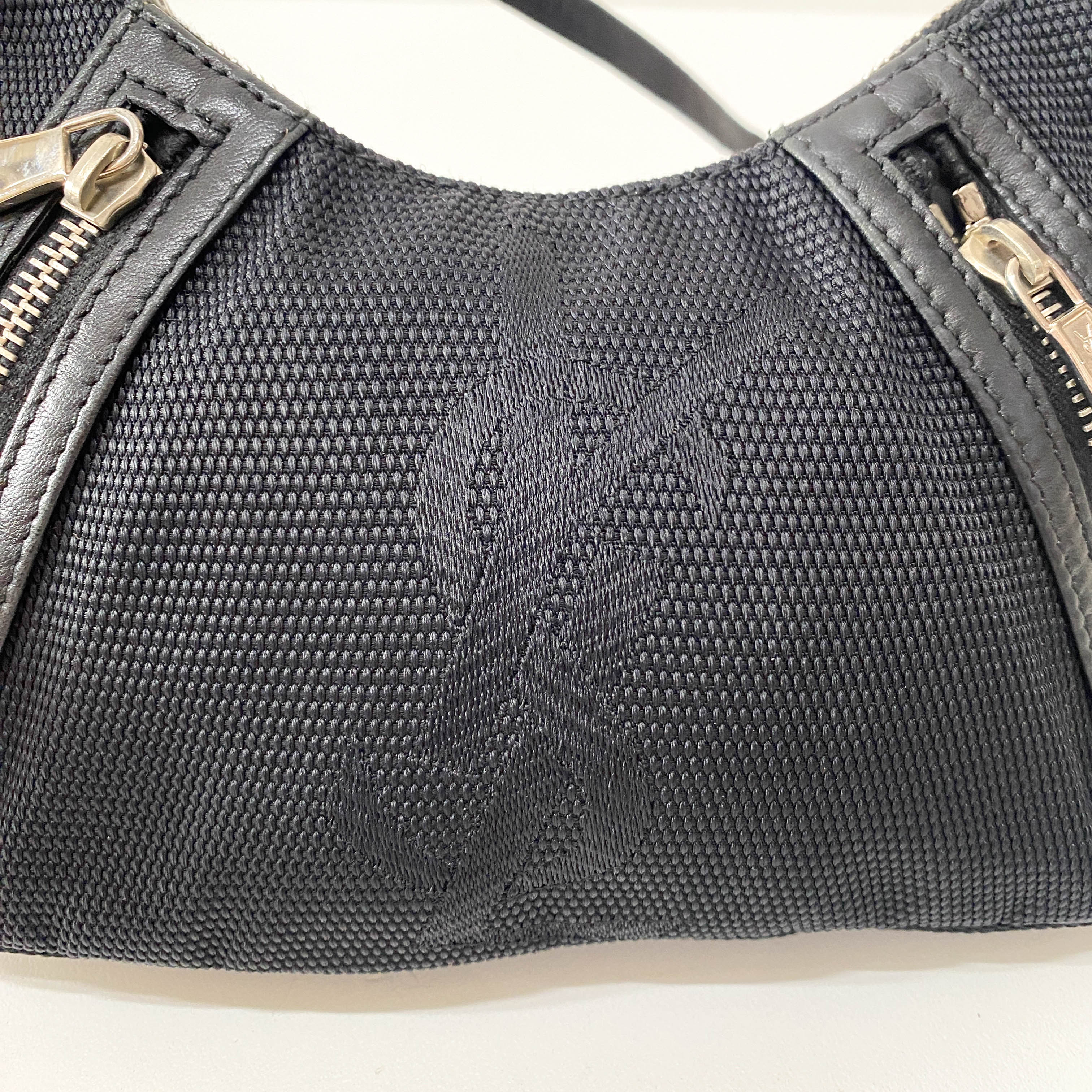 Half Moon Black Coated Canvas Bag