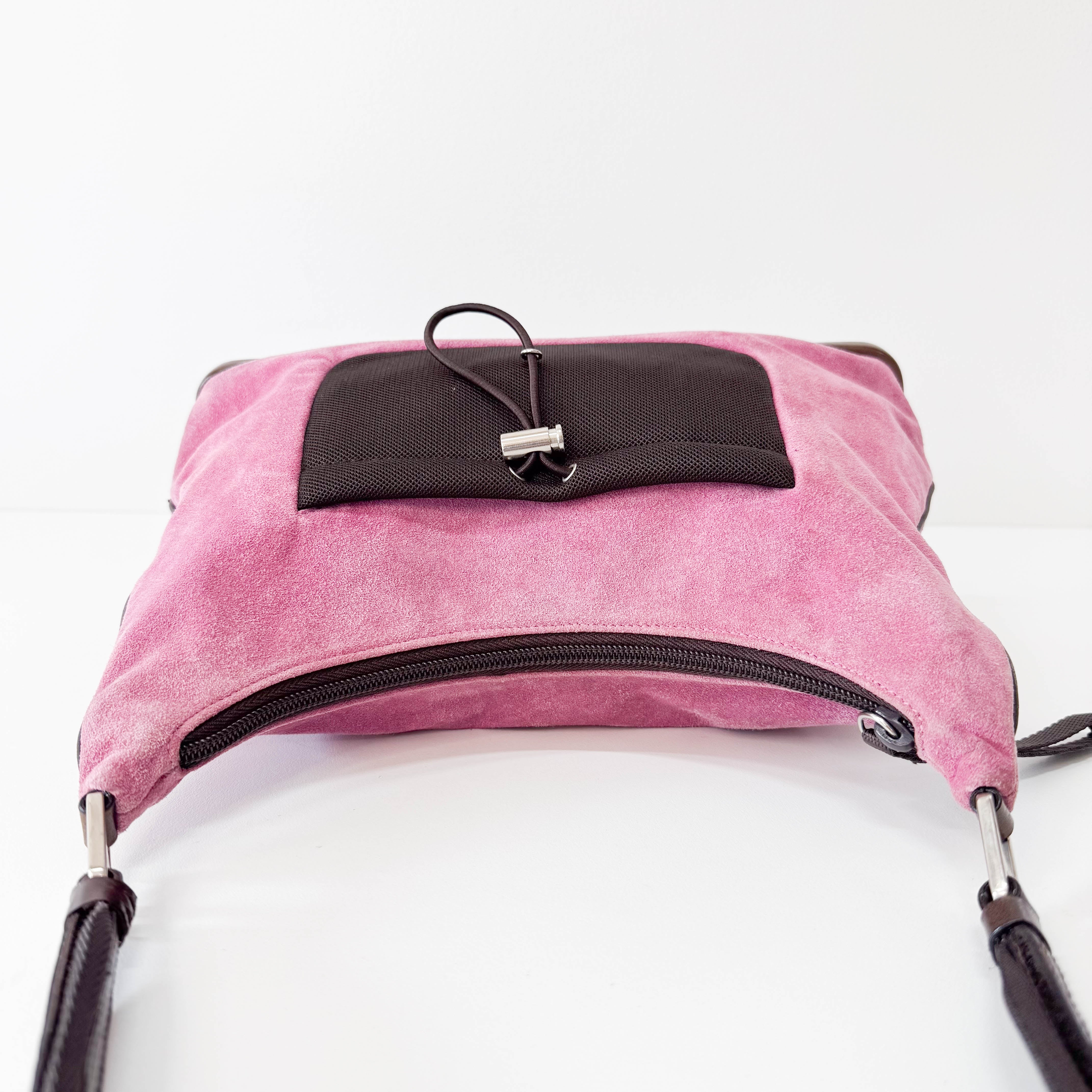 Hobo Pink Suede Shoulder Bag