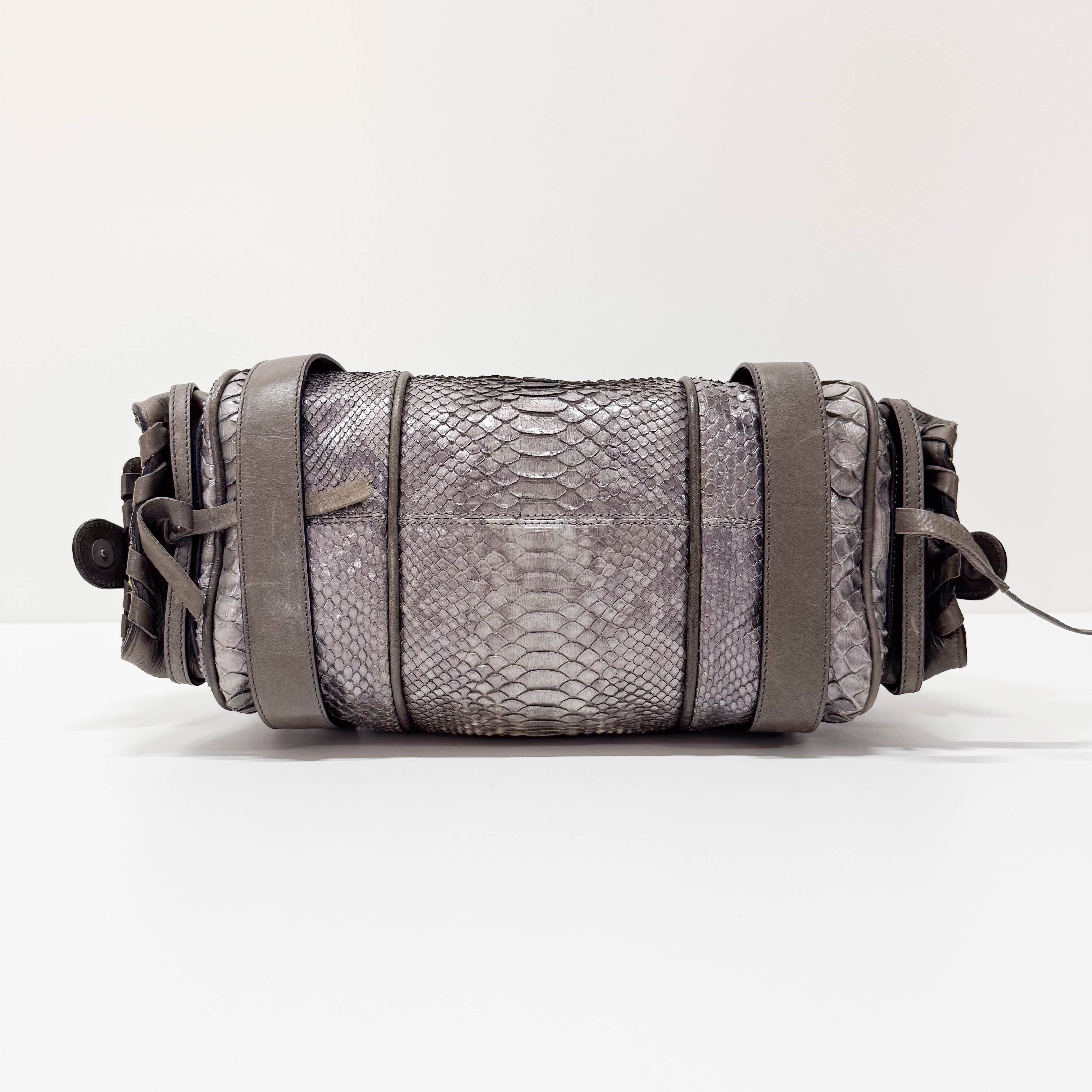 Silverado Grey Python Embossed Shoulder Bag