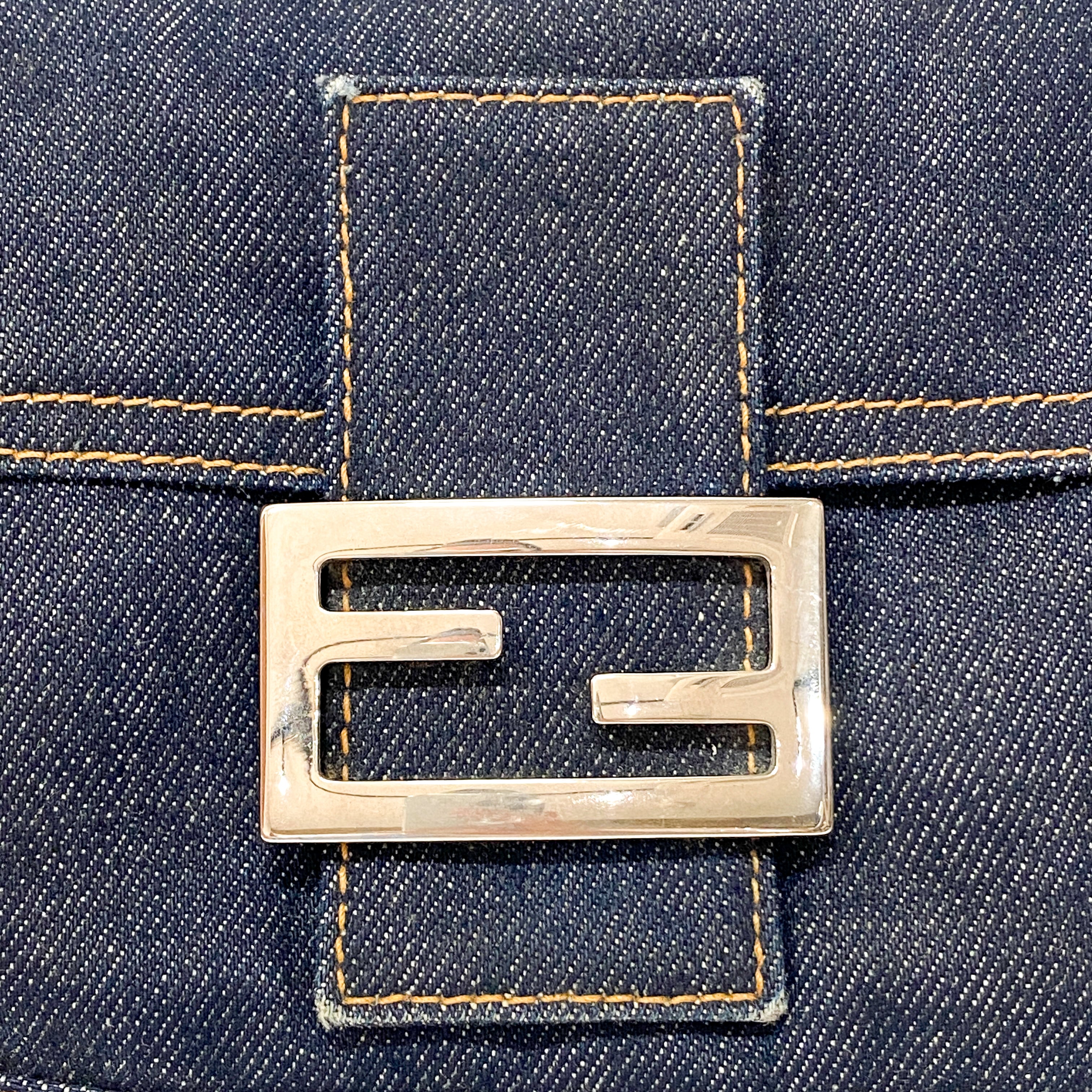 Baguette Denim Shoulder Bag