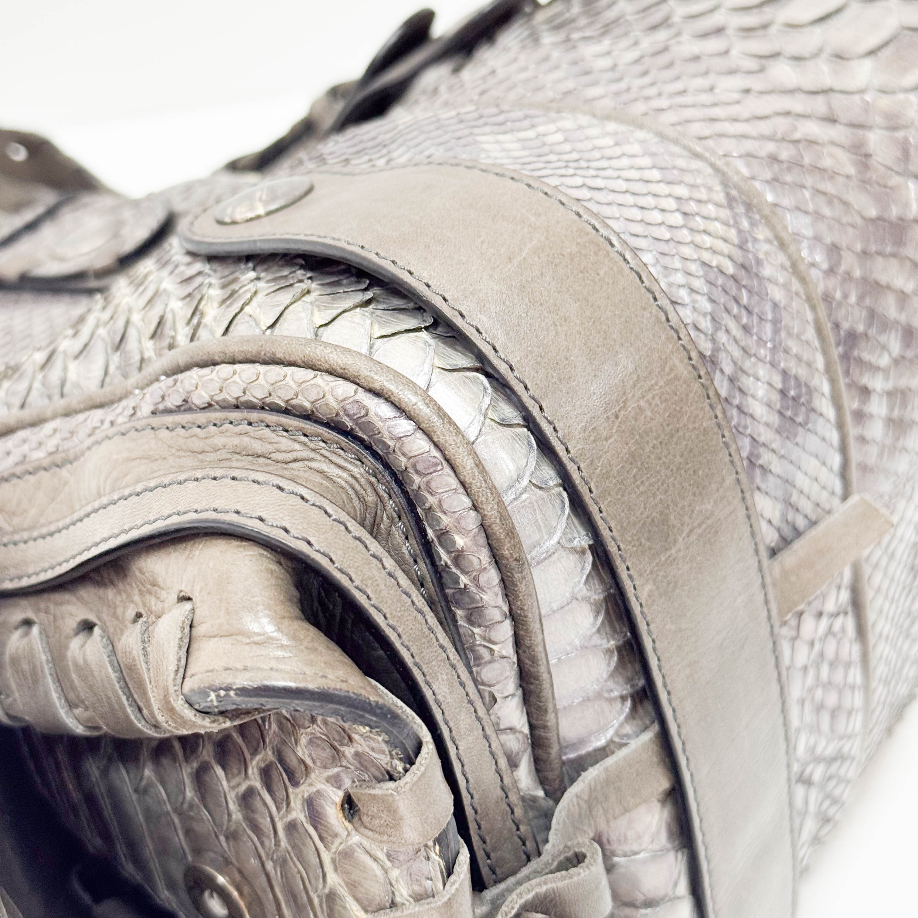 Silverado Grey Python Embossed Shoulder Bag