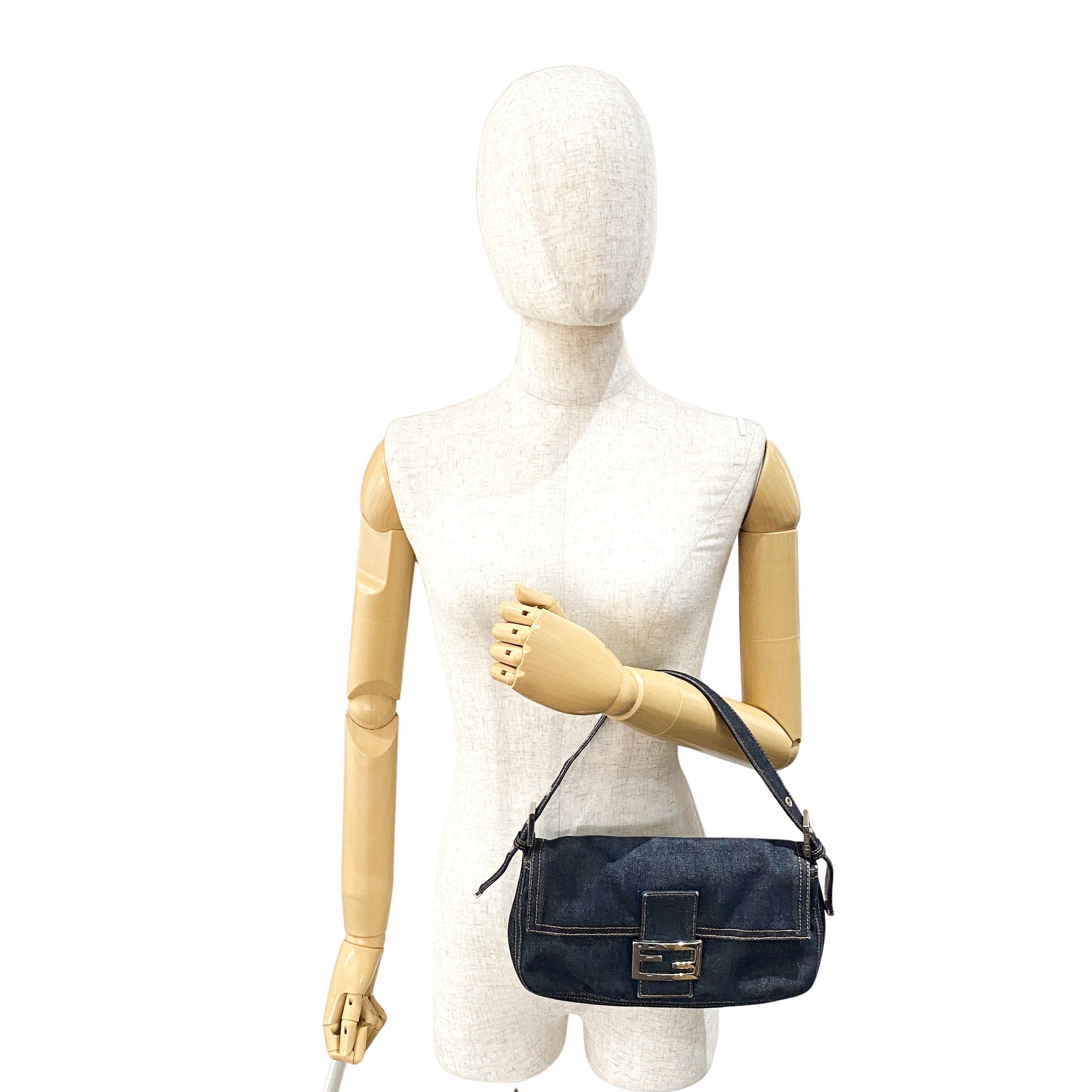 Baguette Denim Shoulder Bag