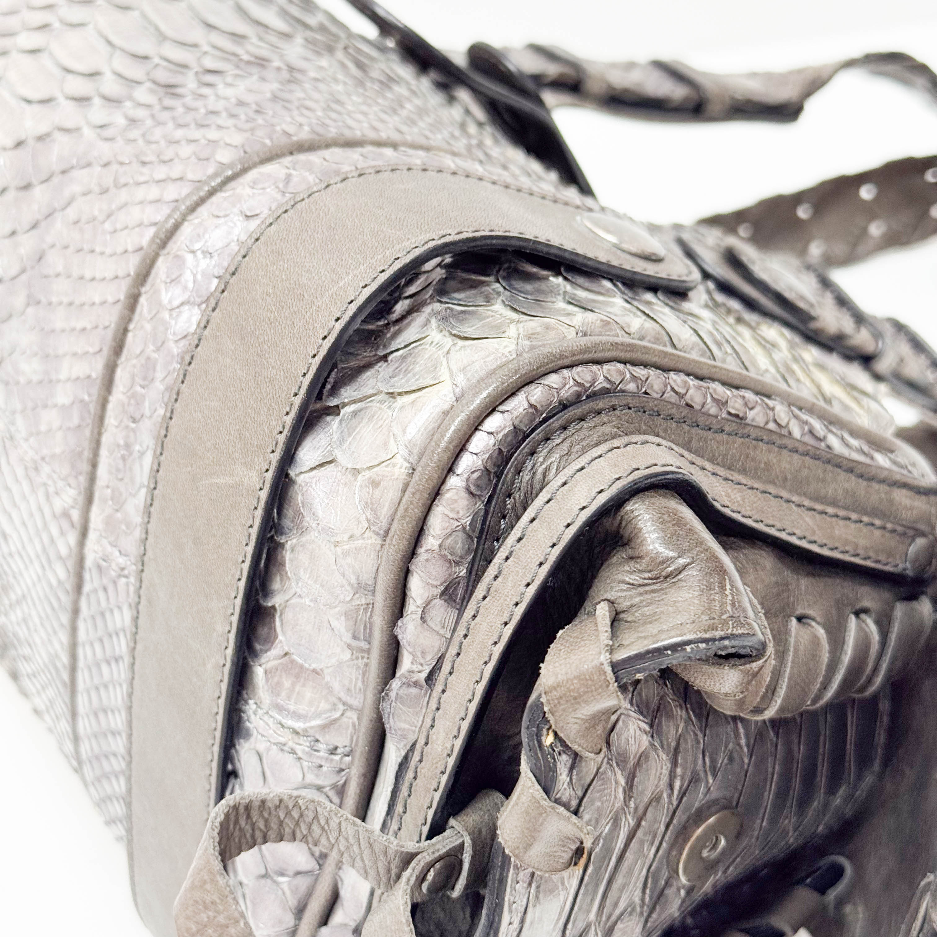 Silverado Grey Python Embossed Shoulder Bag