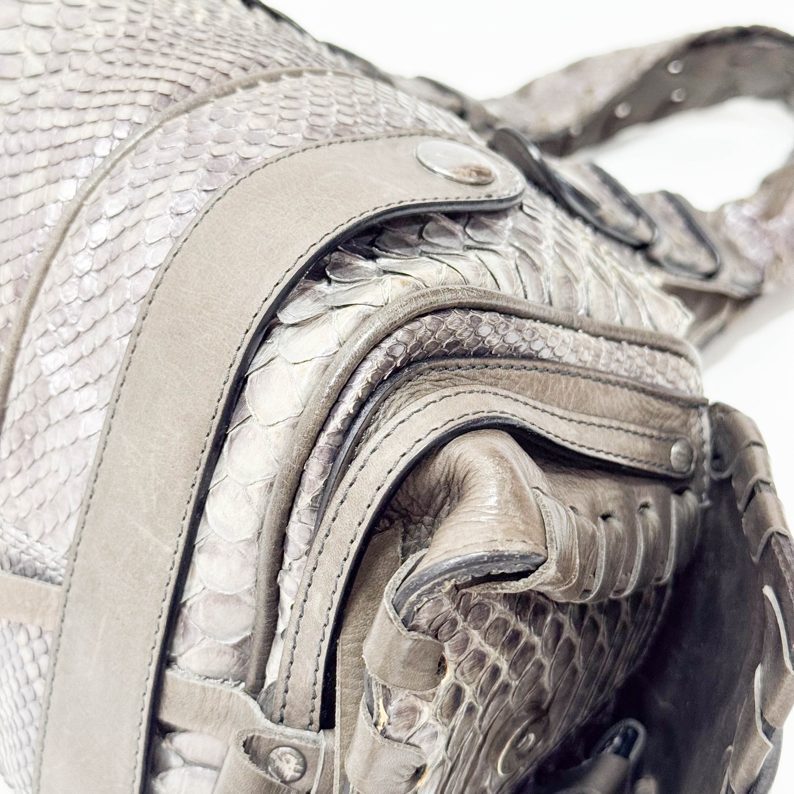 Silverado Grey Python Embossed Shoulder Bag