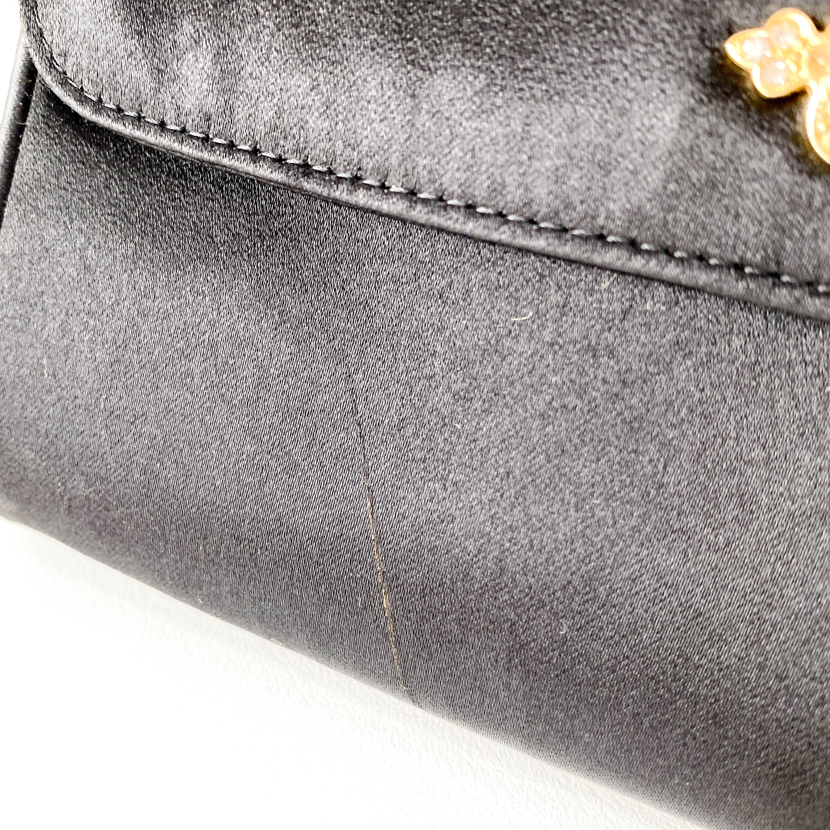 Black Satin with Gold Chain Strap Clutch Bag