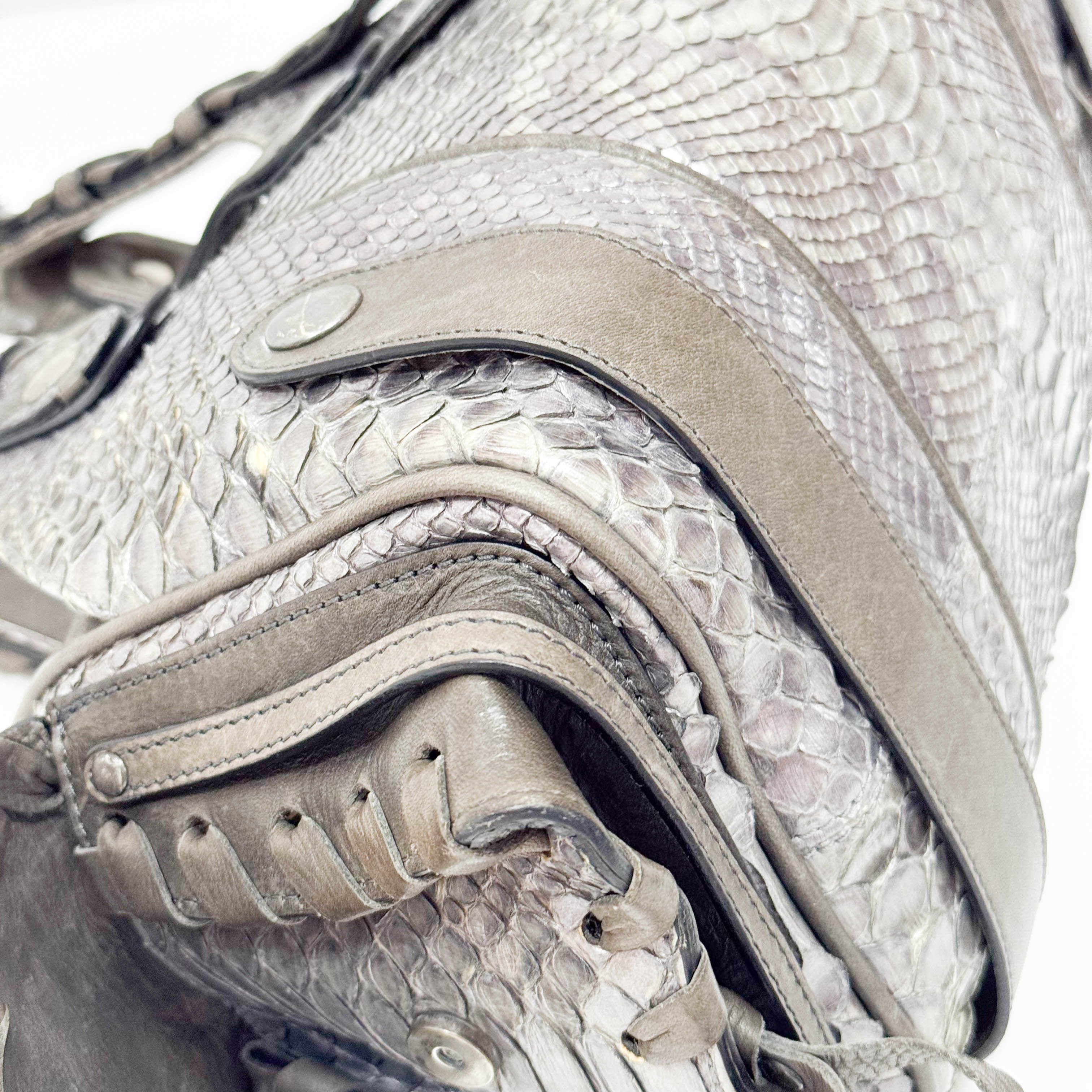 Silverado Grey Python Embossed Shoulder Bag