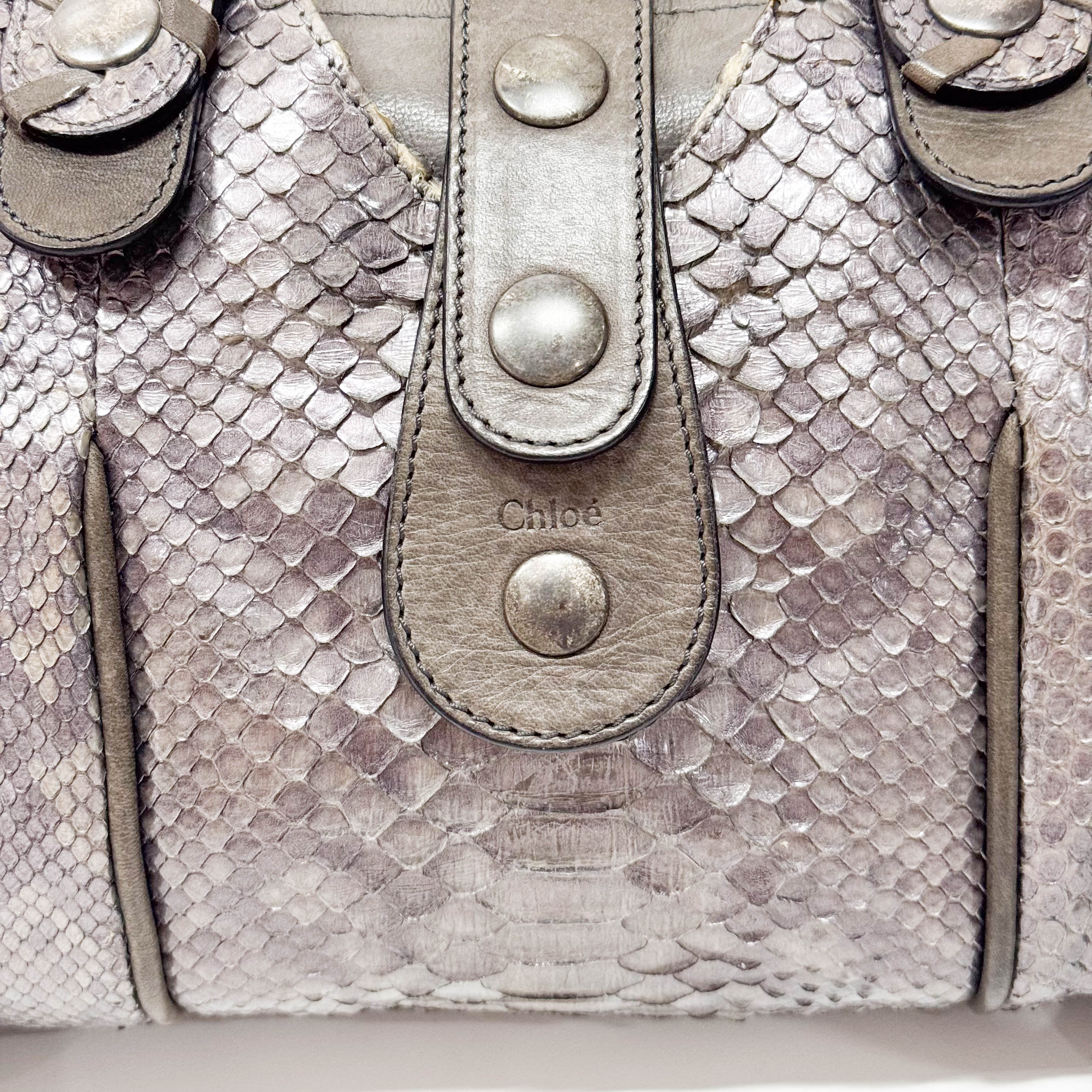 Silverado Grey Python Embossed Shoulder Bag