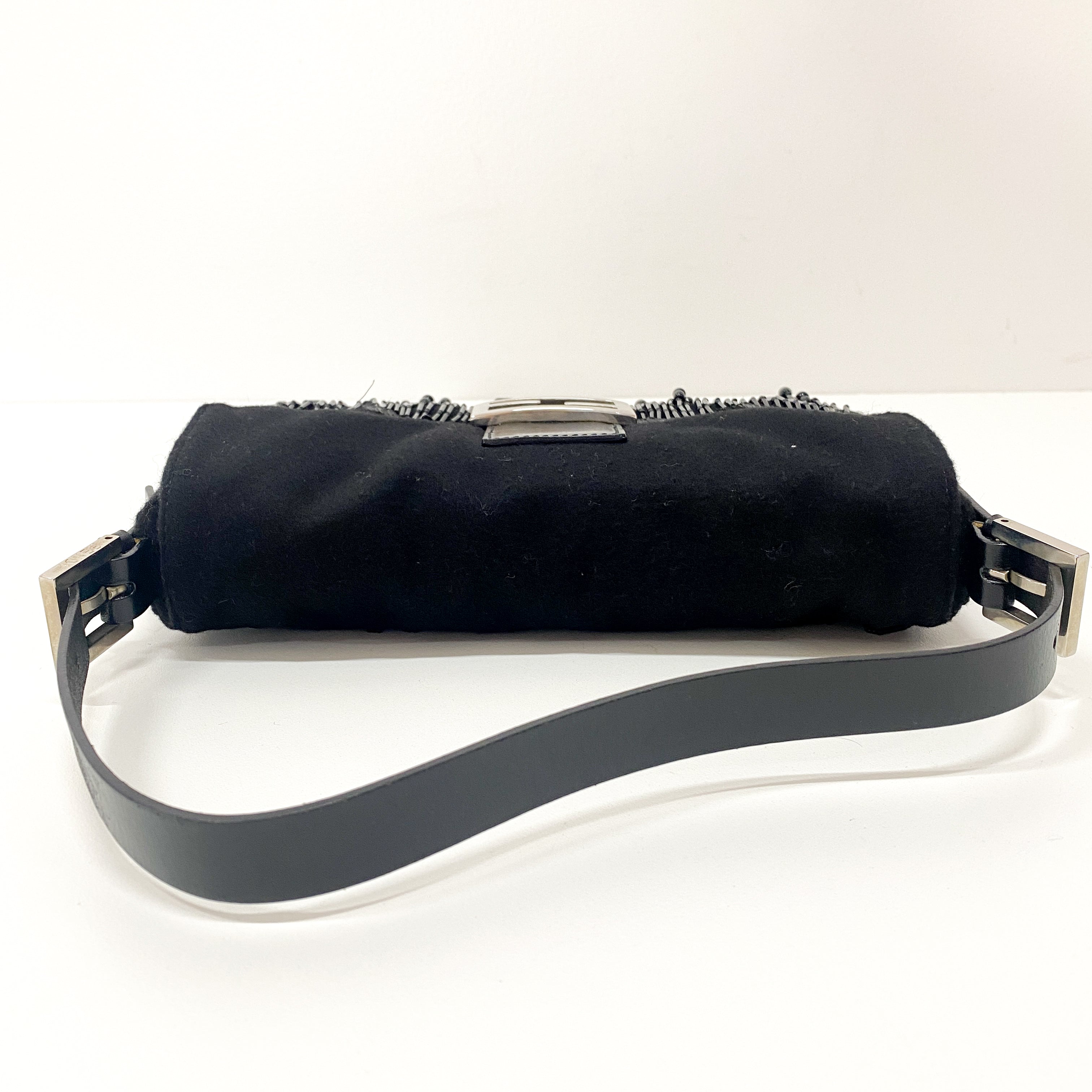 Baguette Limited Edition Black Cashmere and Beaded Shoulder Bag