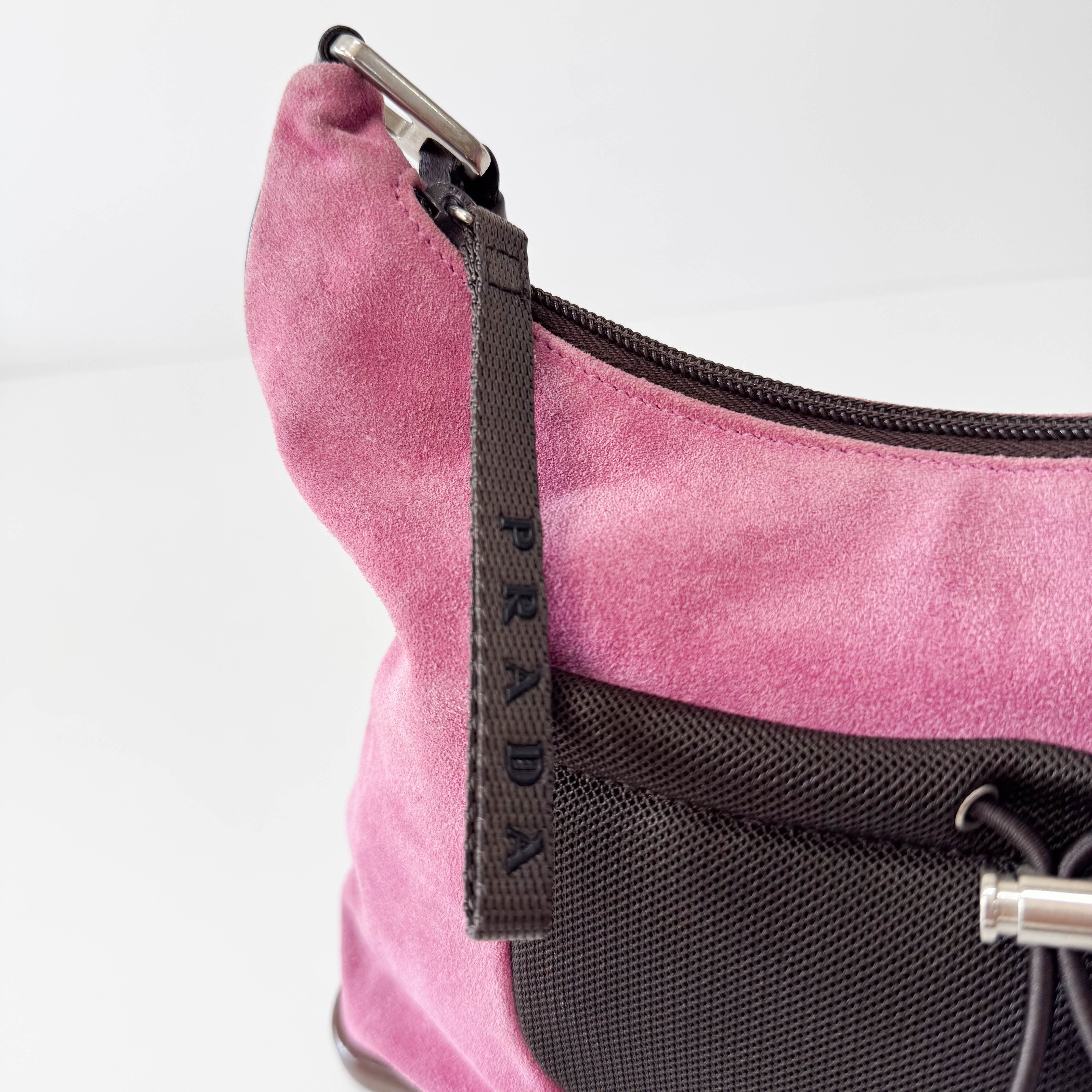 Hobo Pink Suede Shoulder Bag