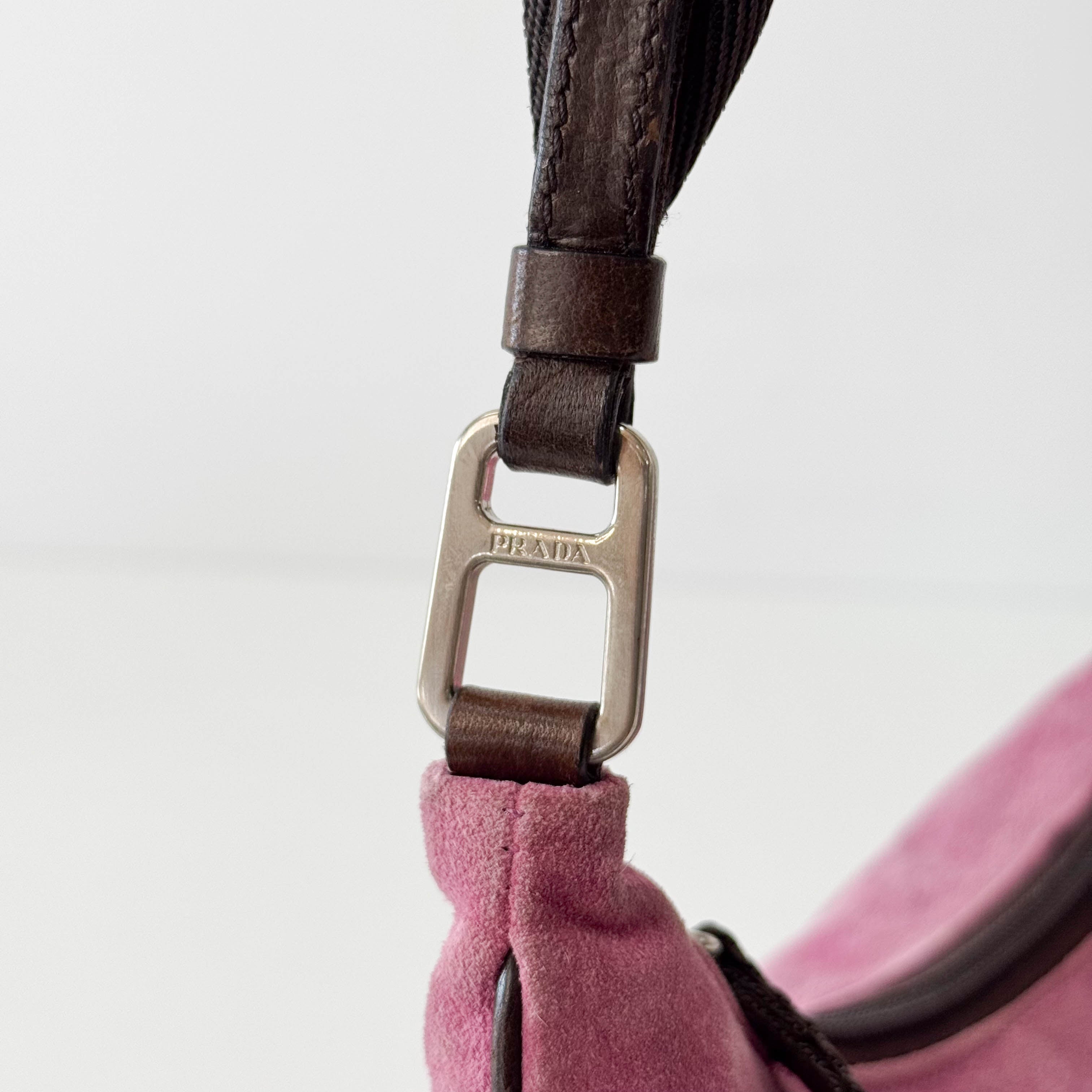 Hobo Pink Suede Shoulder Bag
