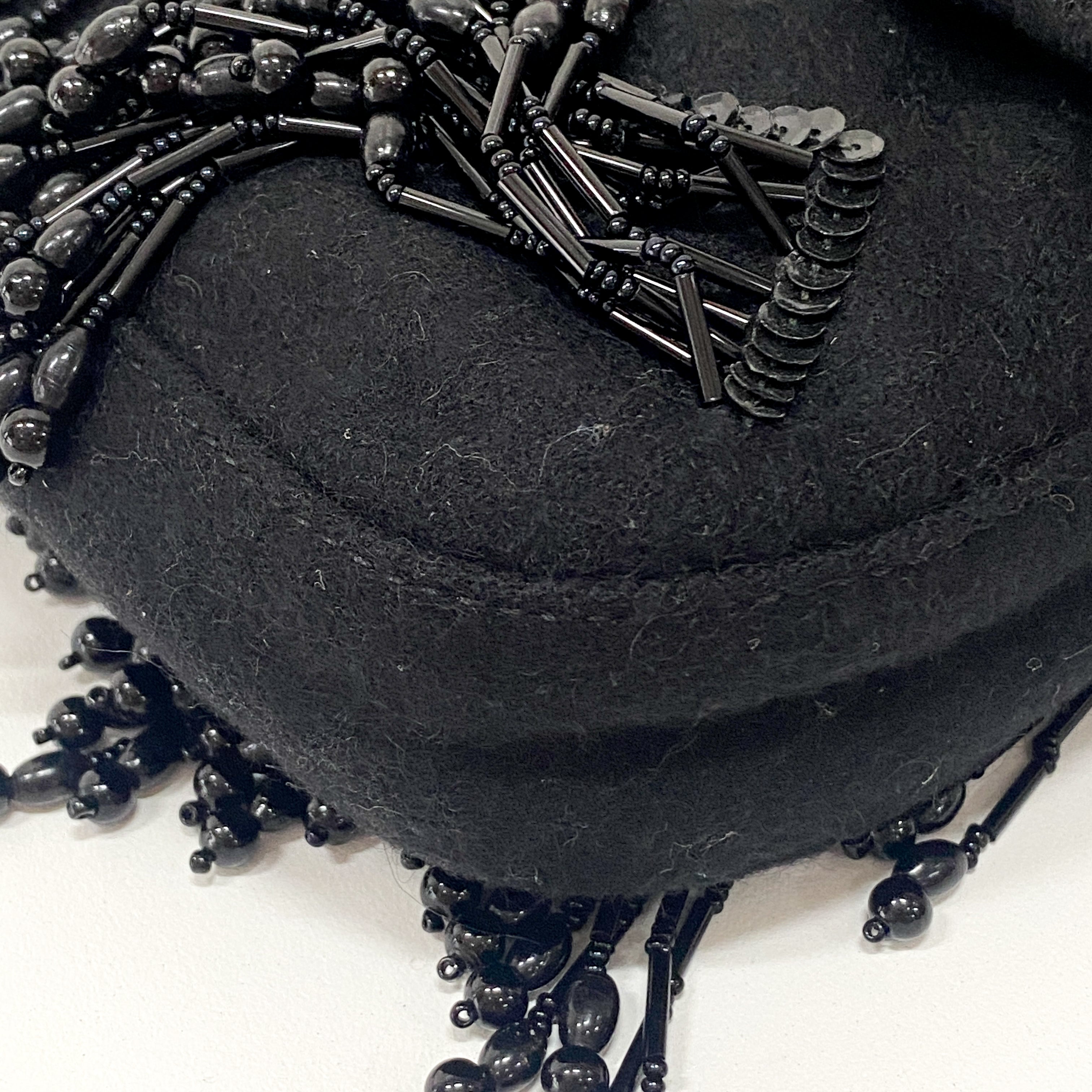 Baguette Limited Edition Black Cashmere and Beaded Shoulder Bag