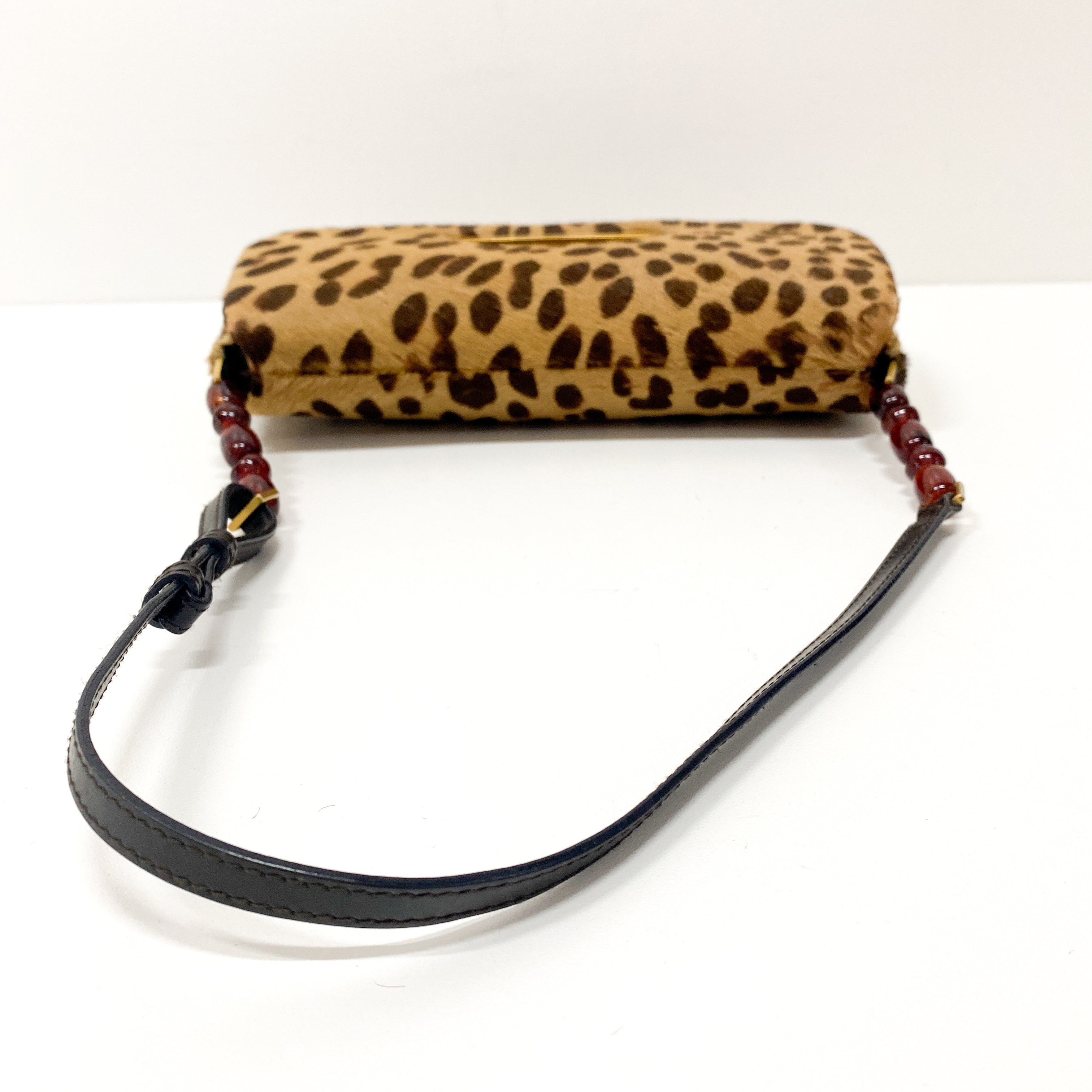 Malice Pearl Cheetah Brown Leather Shoulder Bag