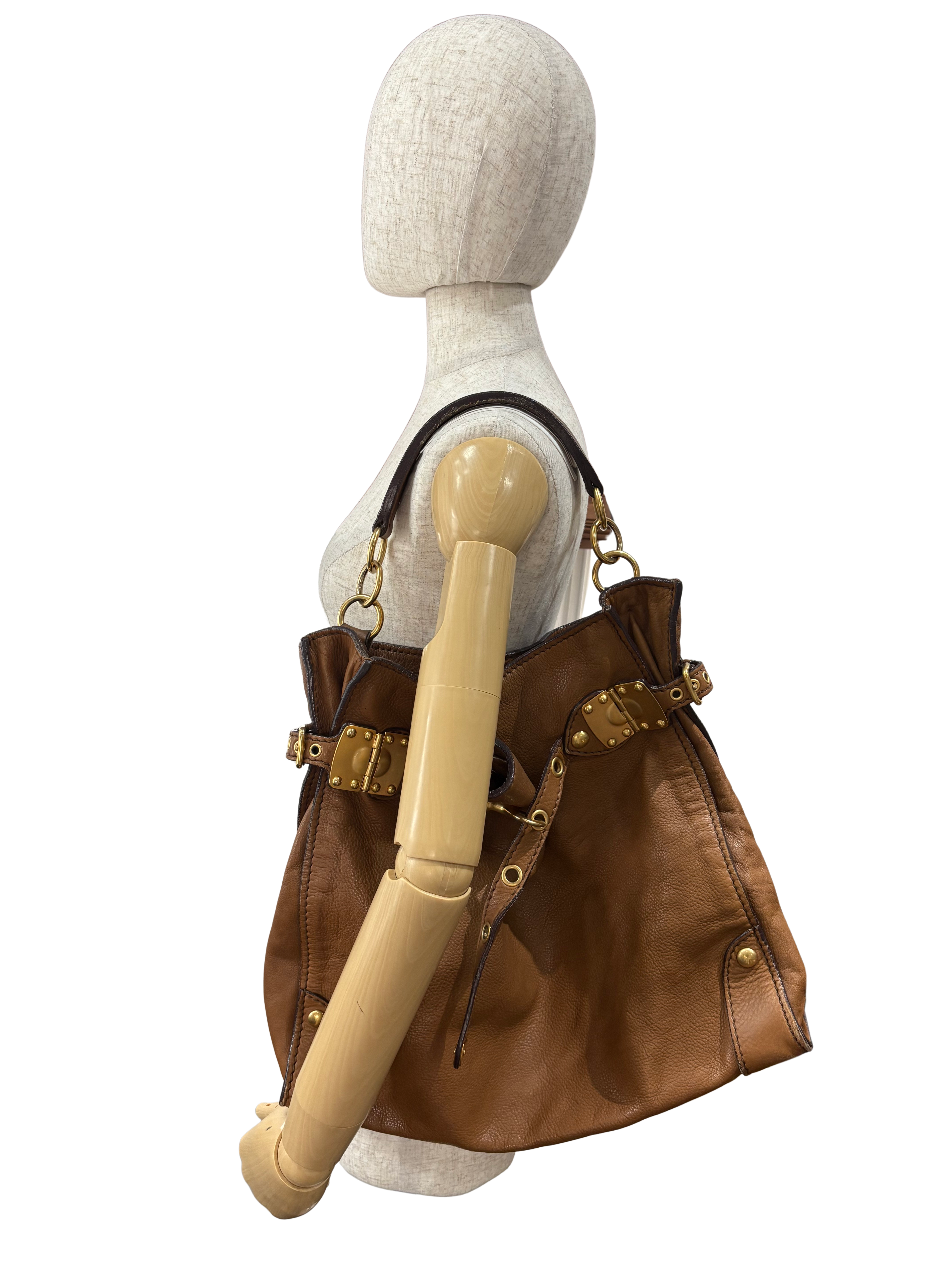 Vintage Brown Leather Shoulder Bag