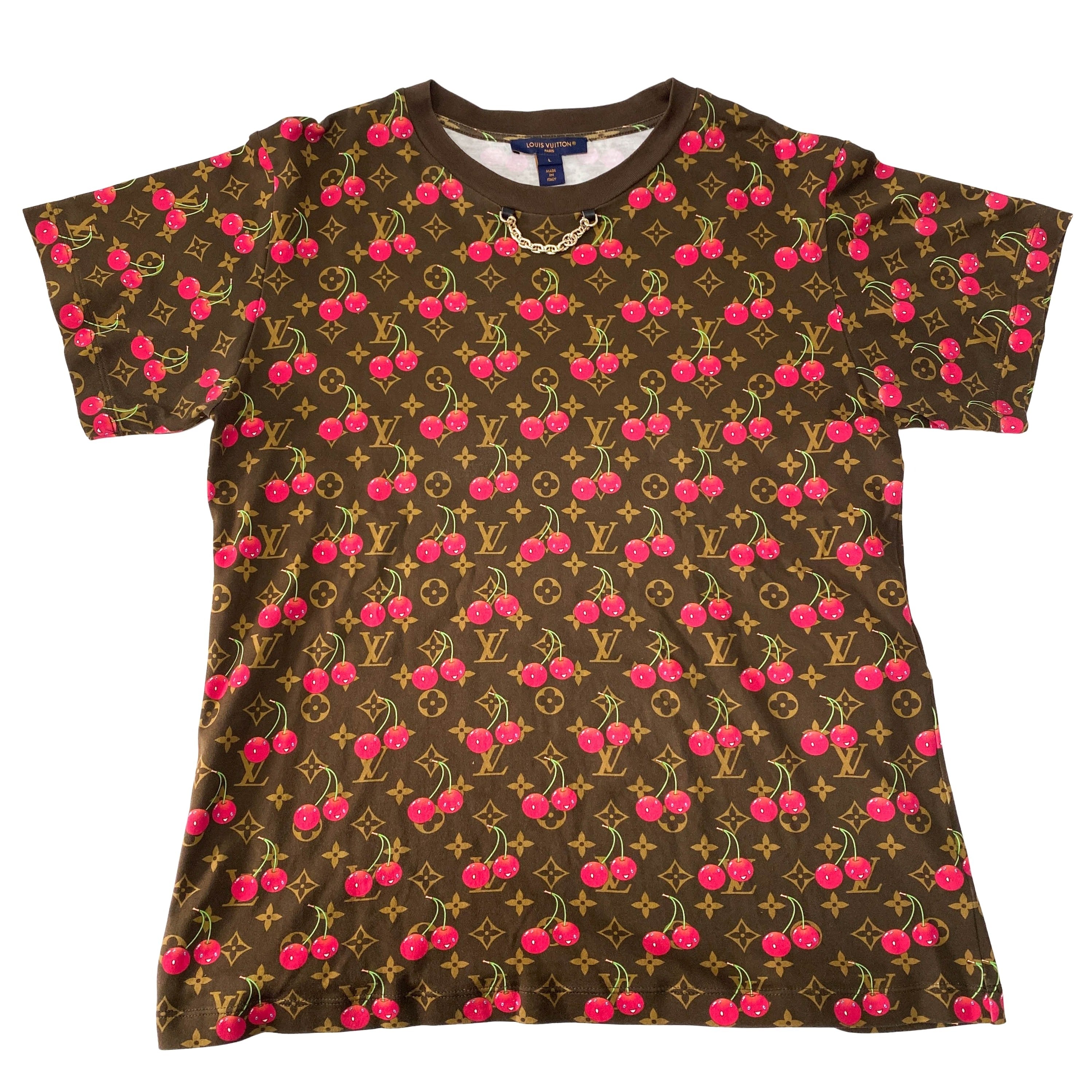 Cherry Monogram L Size Cotton T-Shirt