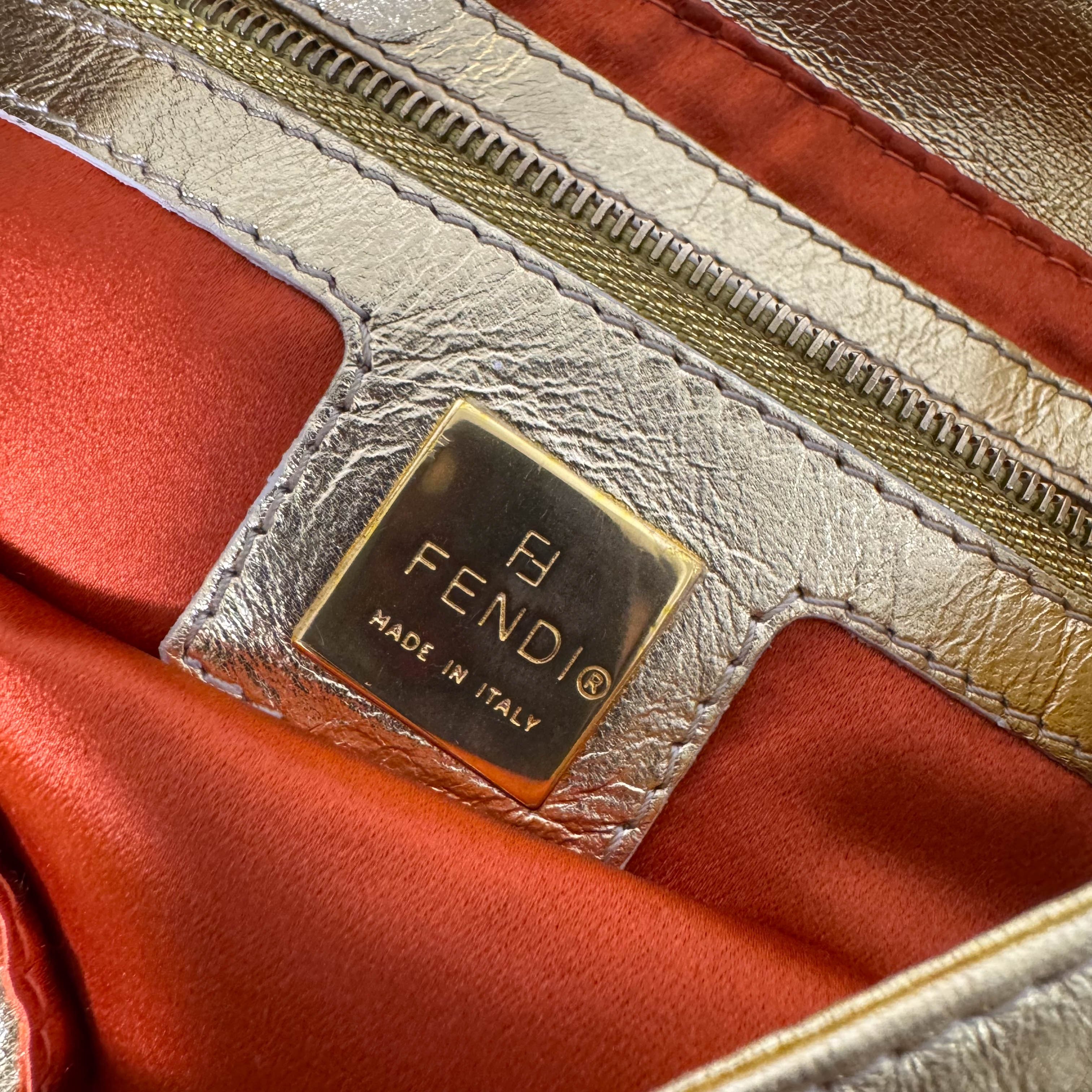 Baguette Gold Leather Shoulder Bag