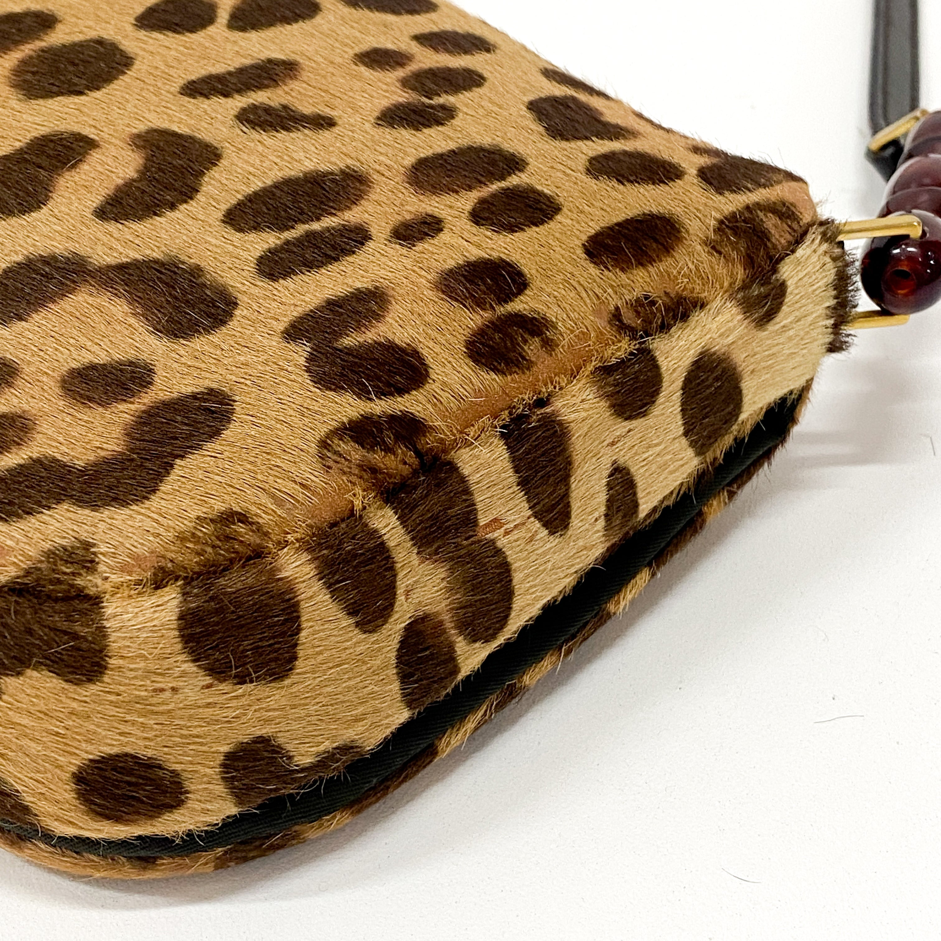 Malice Pearl Cheetah Brown Leather Shoulder Bag