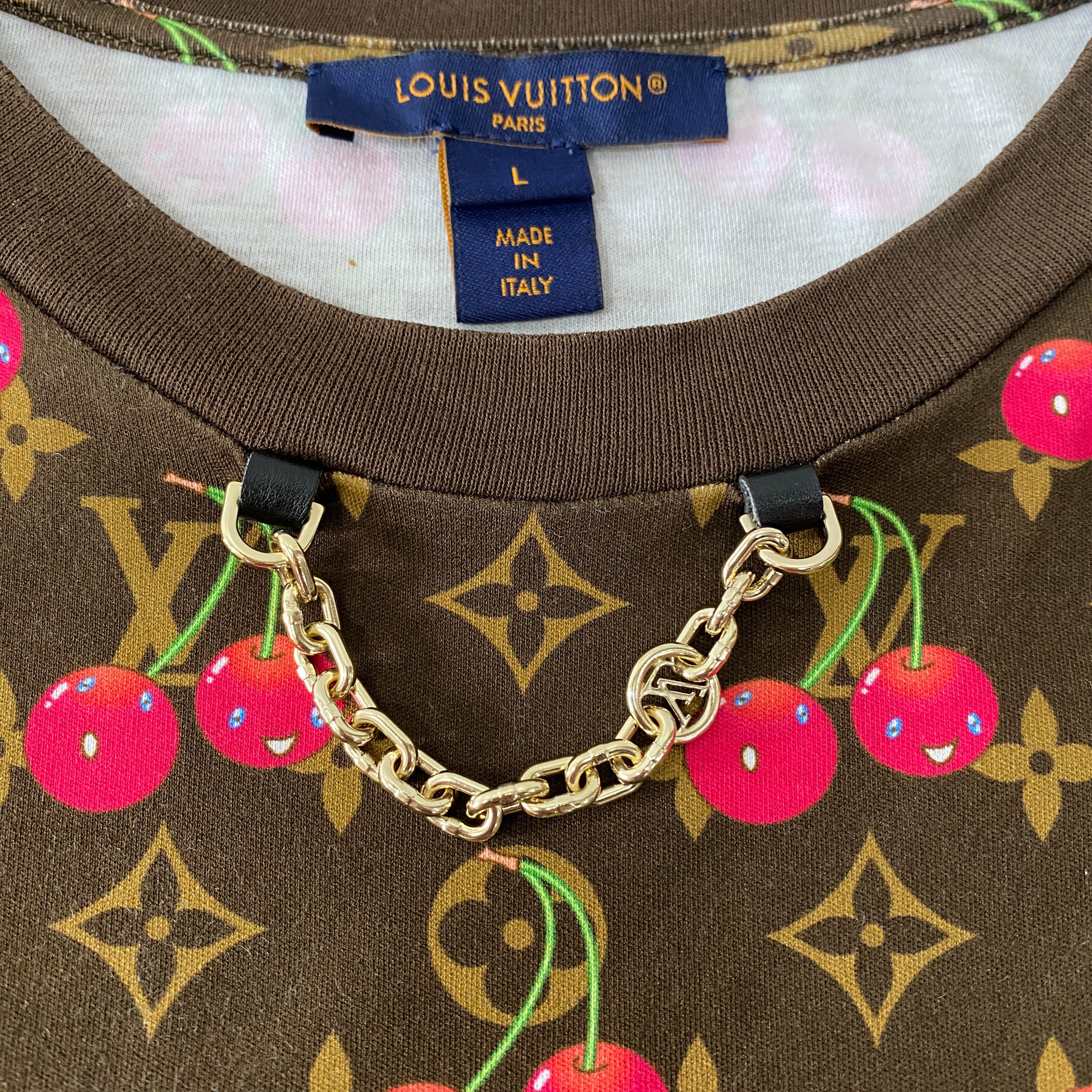 Cherry Monogram L Size Cotton T-Shirt