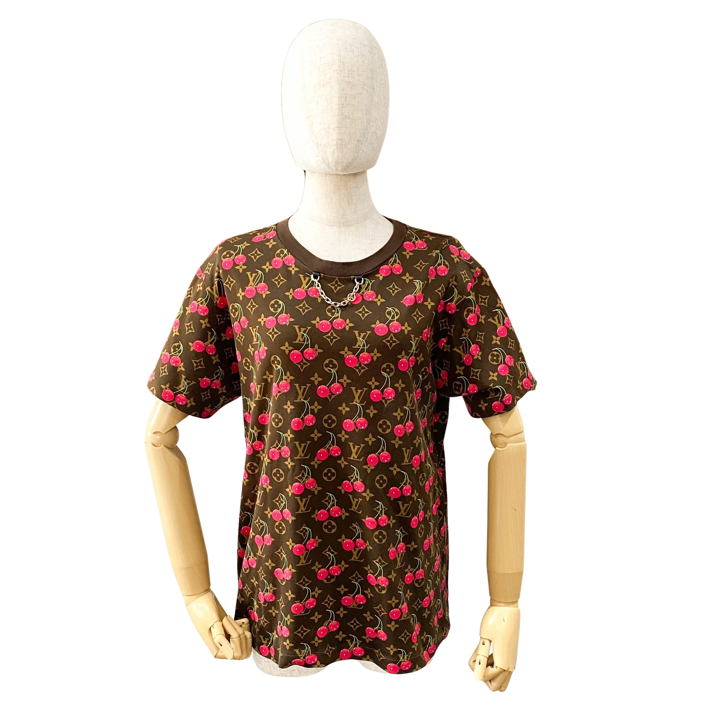 Cherry Monogram L Size Cotton T-Shirt