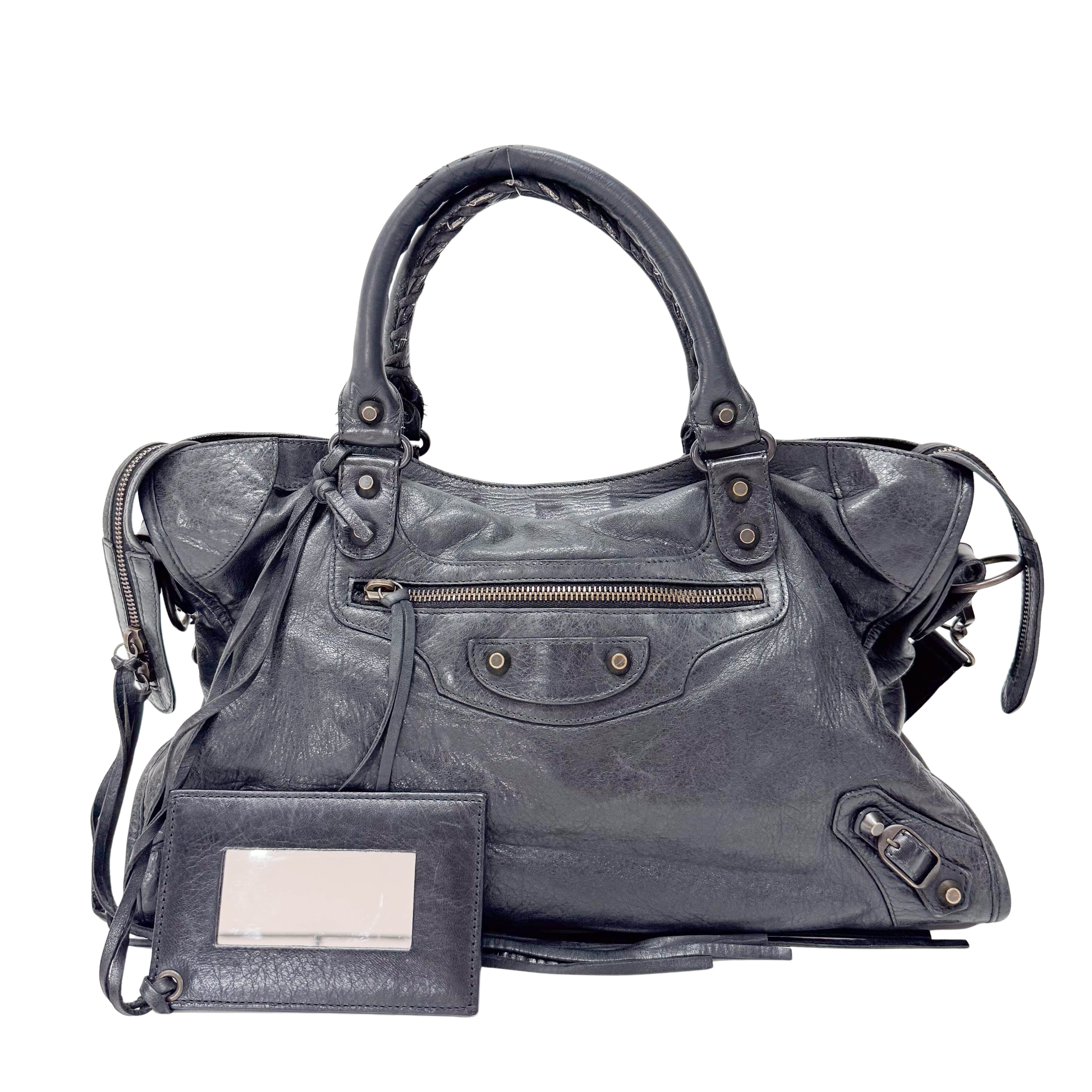 The City Black Leather Two Way Bag