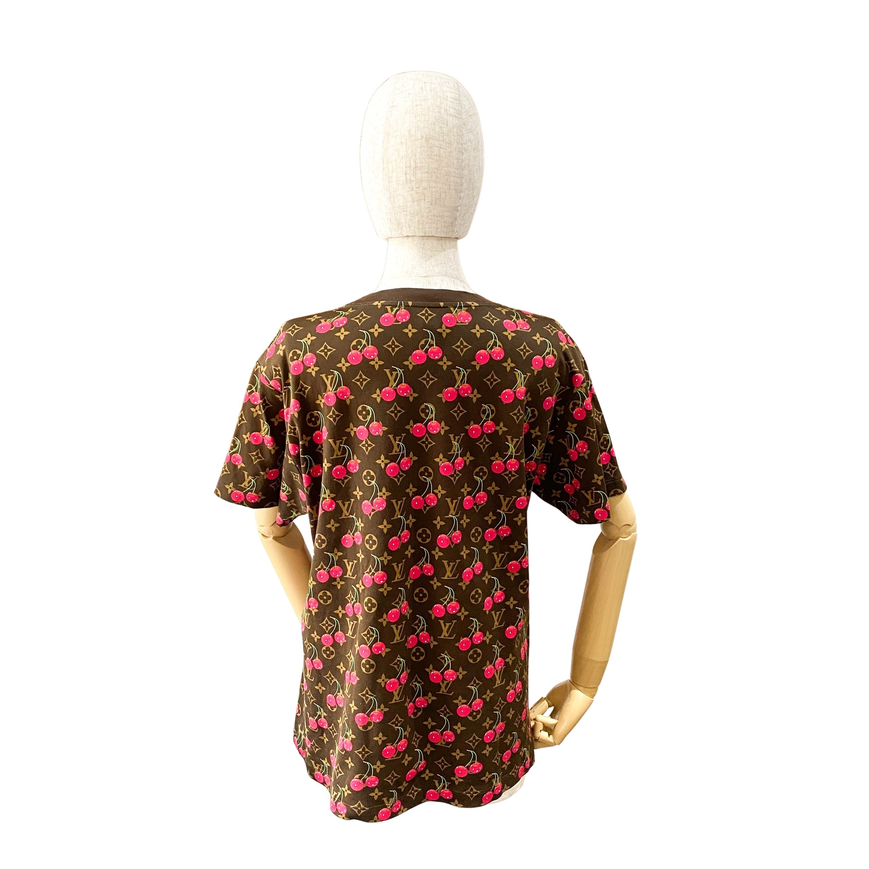 Cherry Monogram L Size Cotton T-Shirt