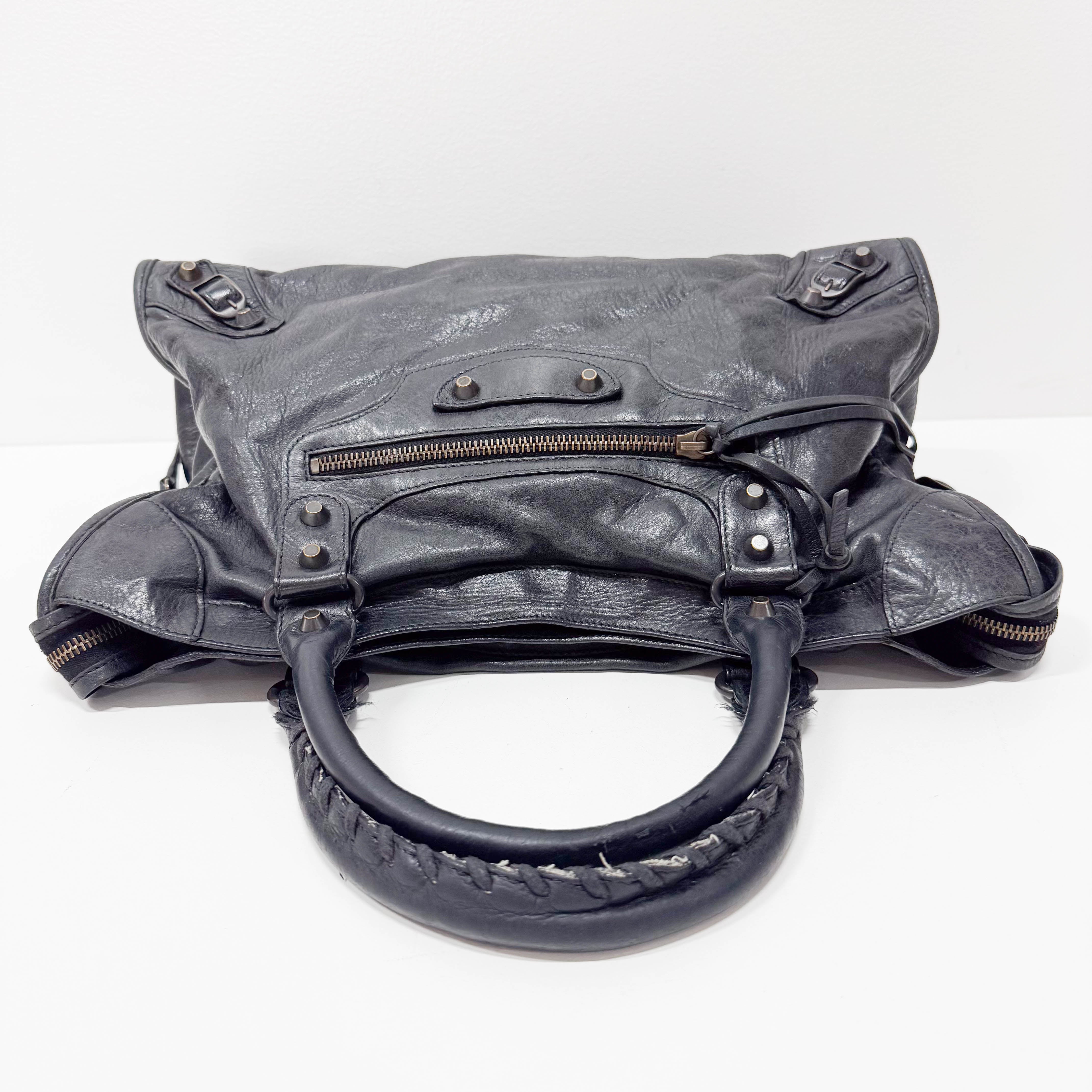 The City Black Leather Two Way Bag