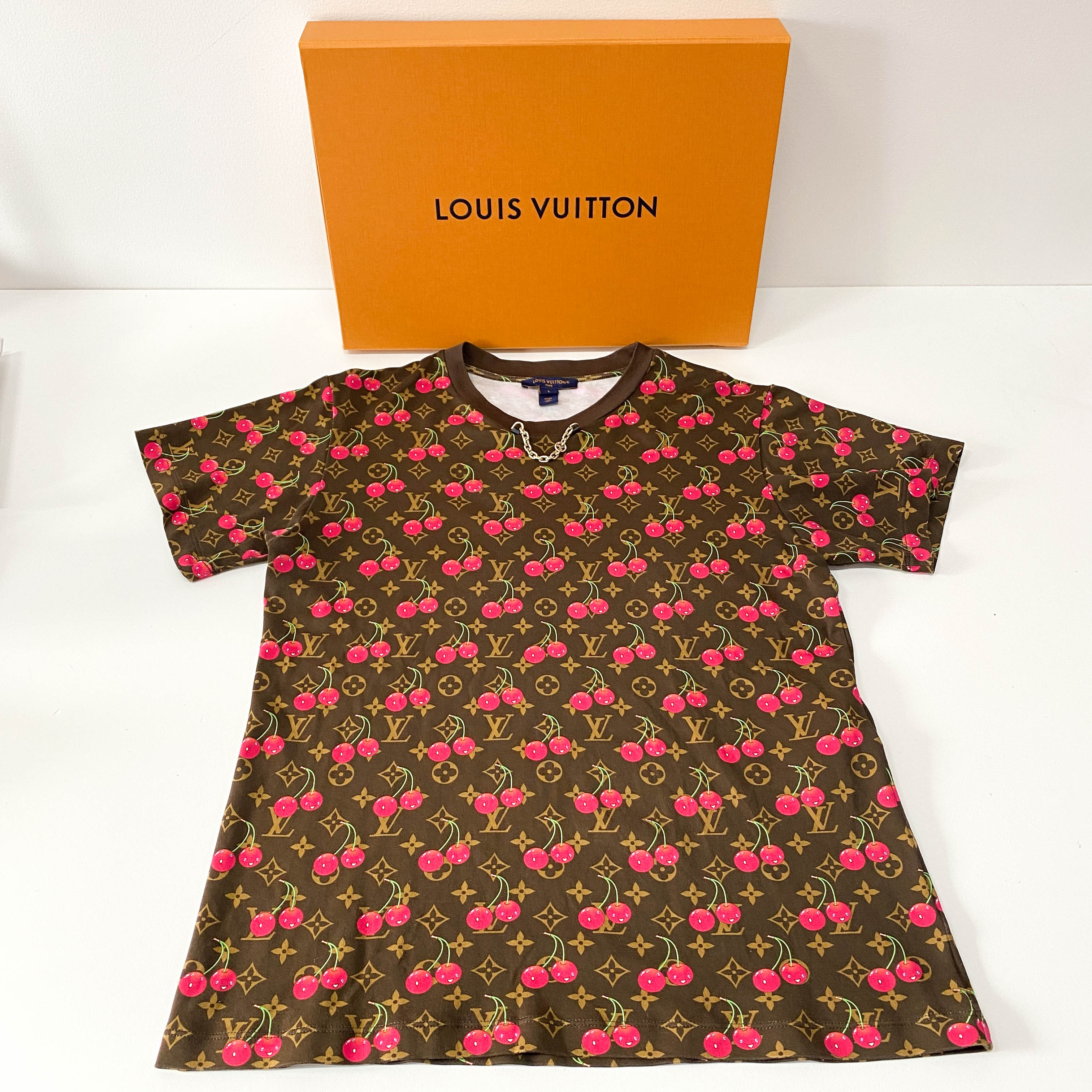 Cherry Monogram L Size Cotton T-Shirt