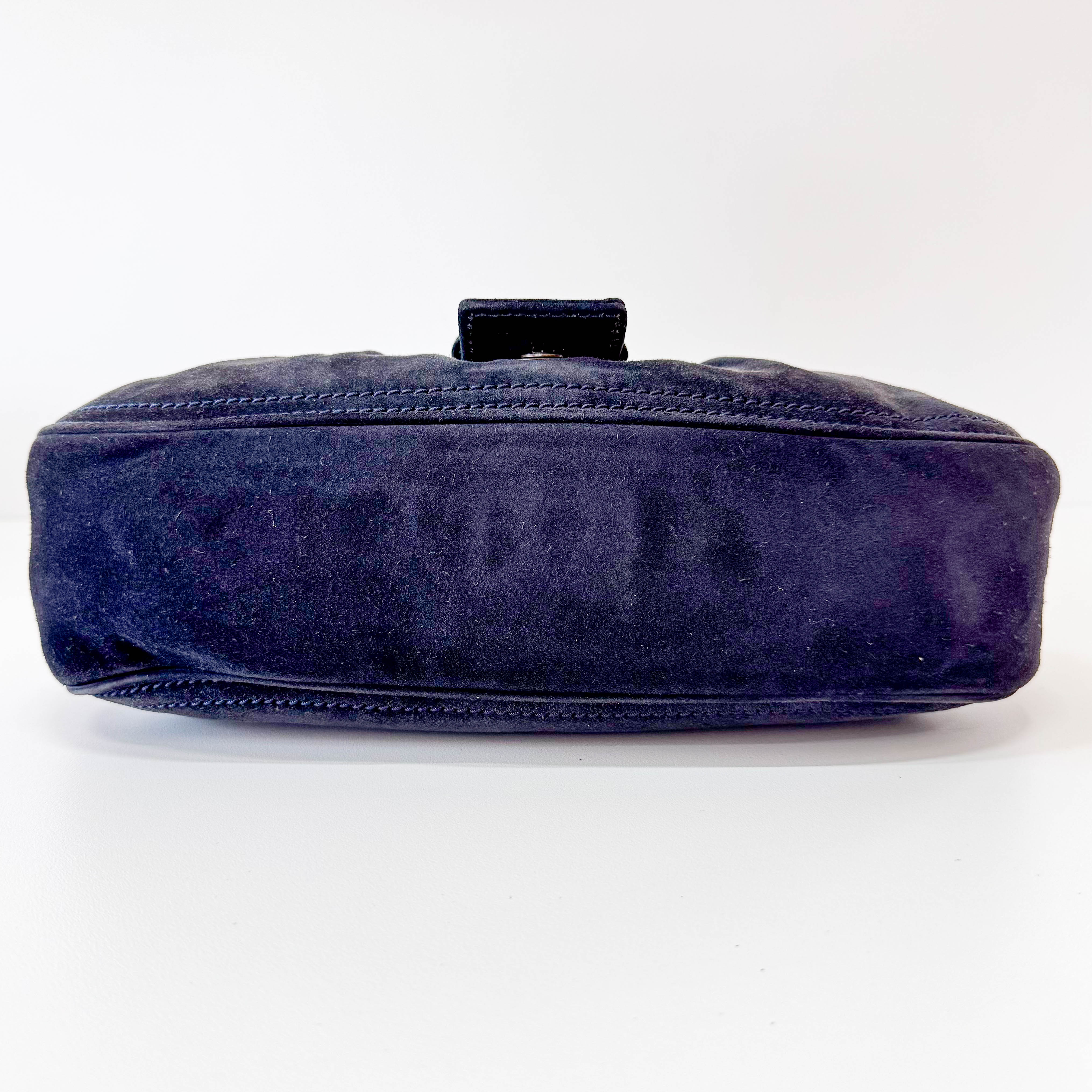 Black Suede Big Gold Belt Buckle Shoulder Bag