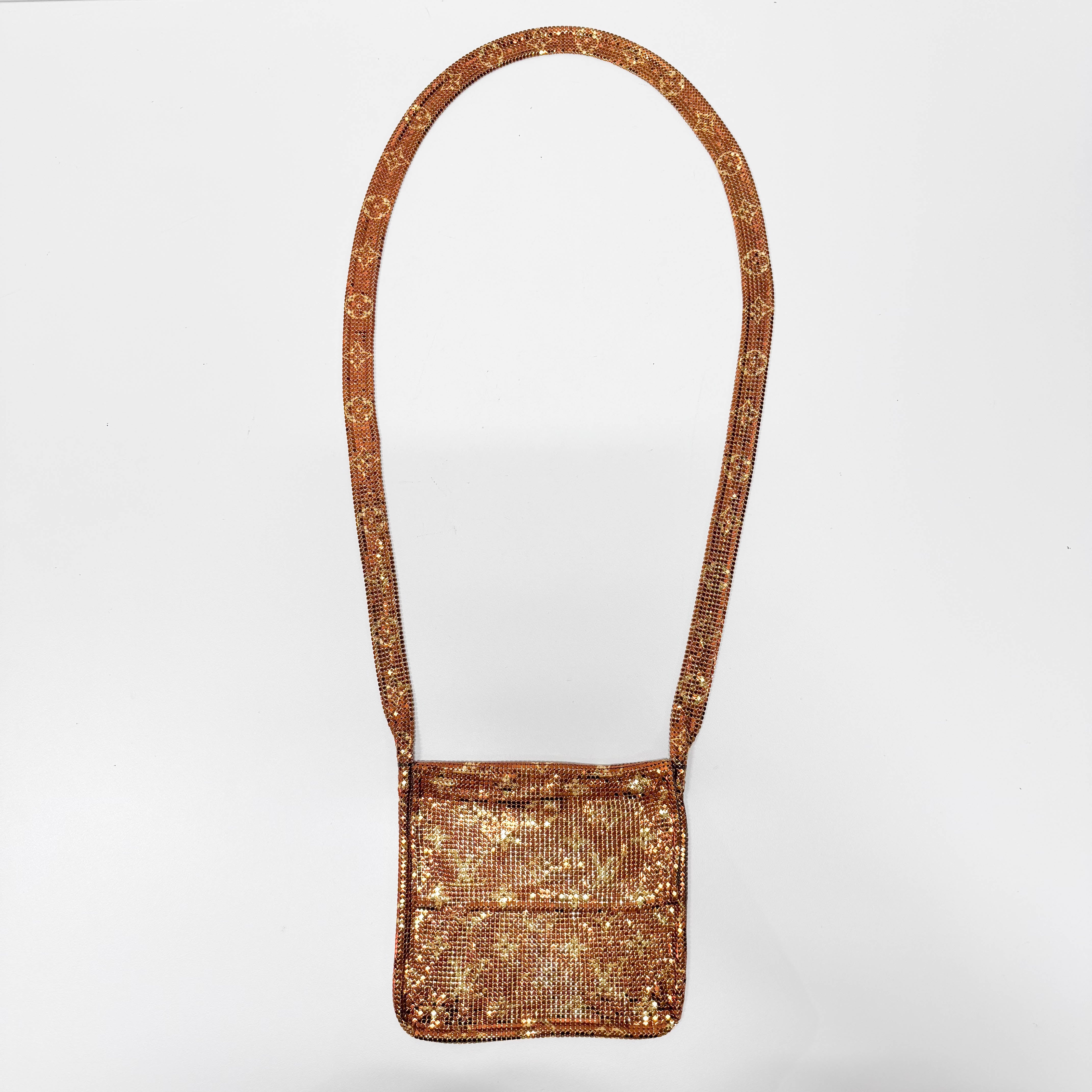 Francis Monogram Gold Mesh Metal Crossbody Bag