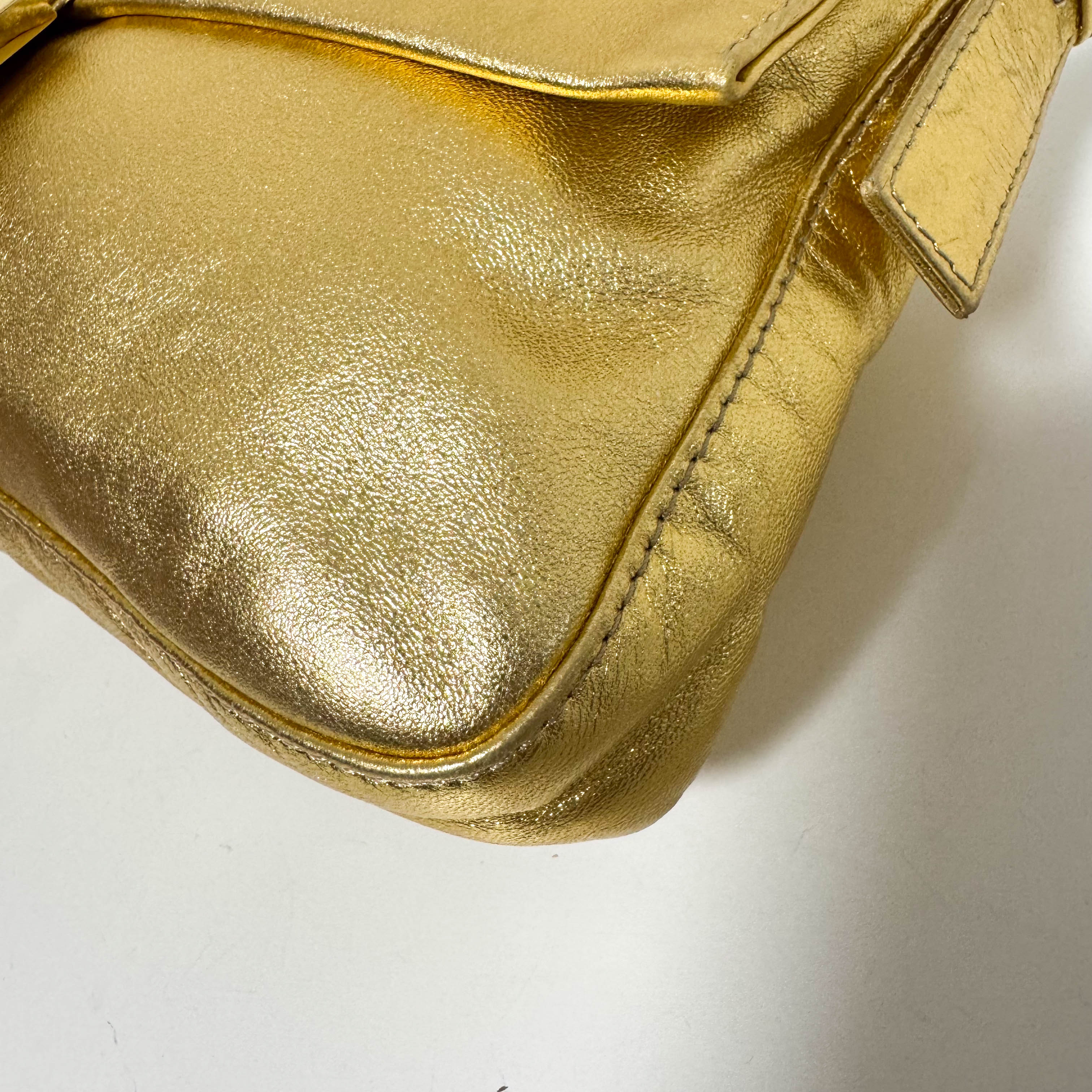 Baguette Gold Leather Shoulder Bag