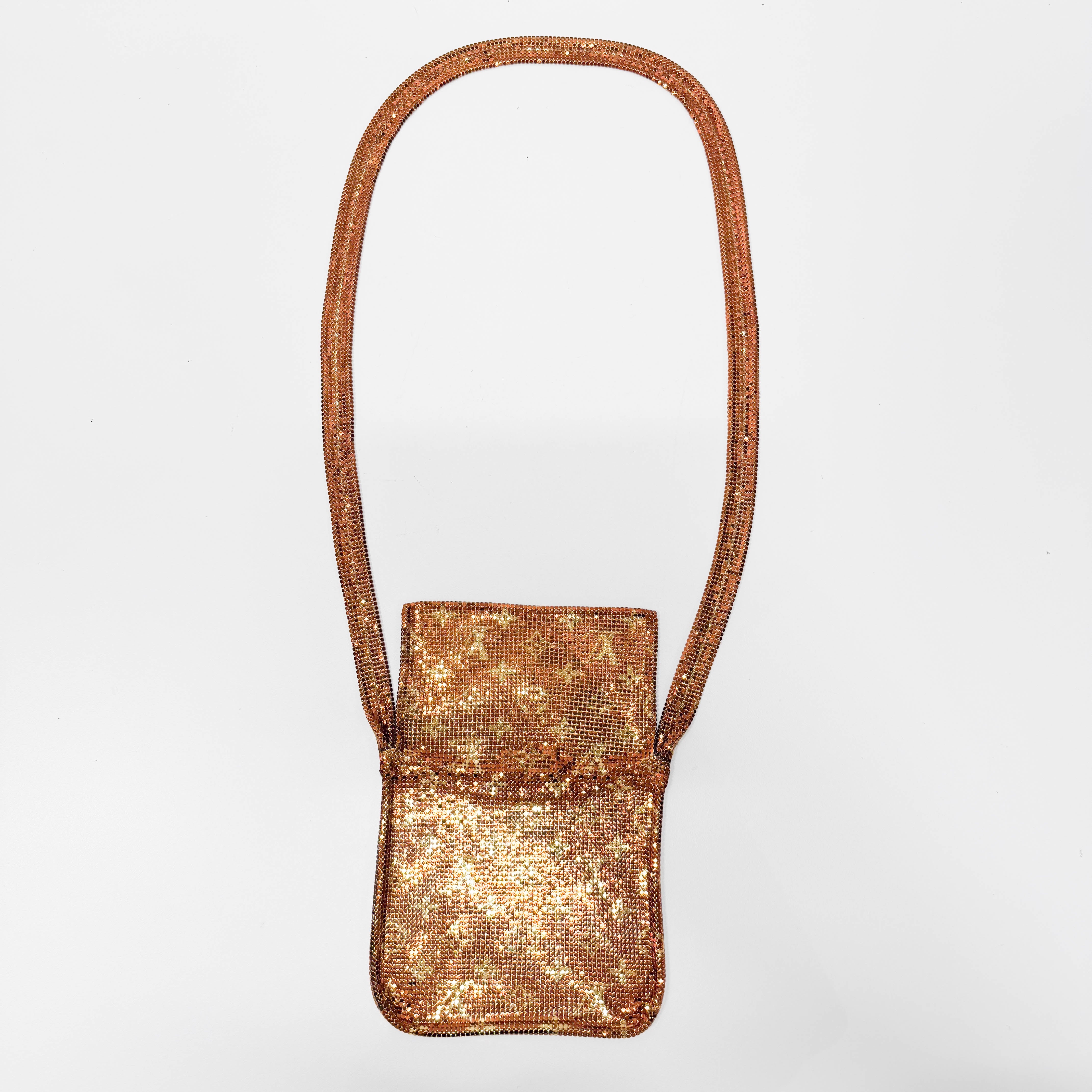 Francis Monogram Gold Mesh Metal Crossbody Bag