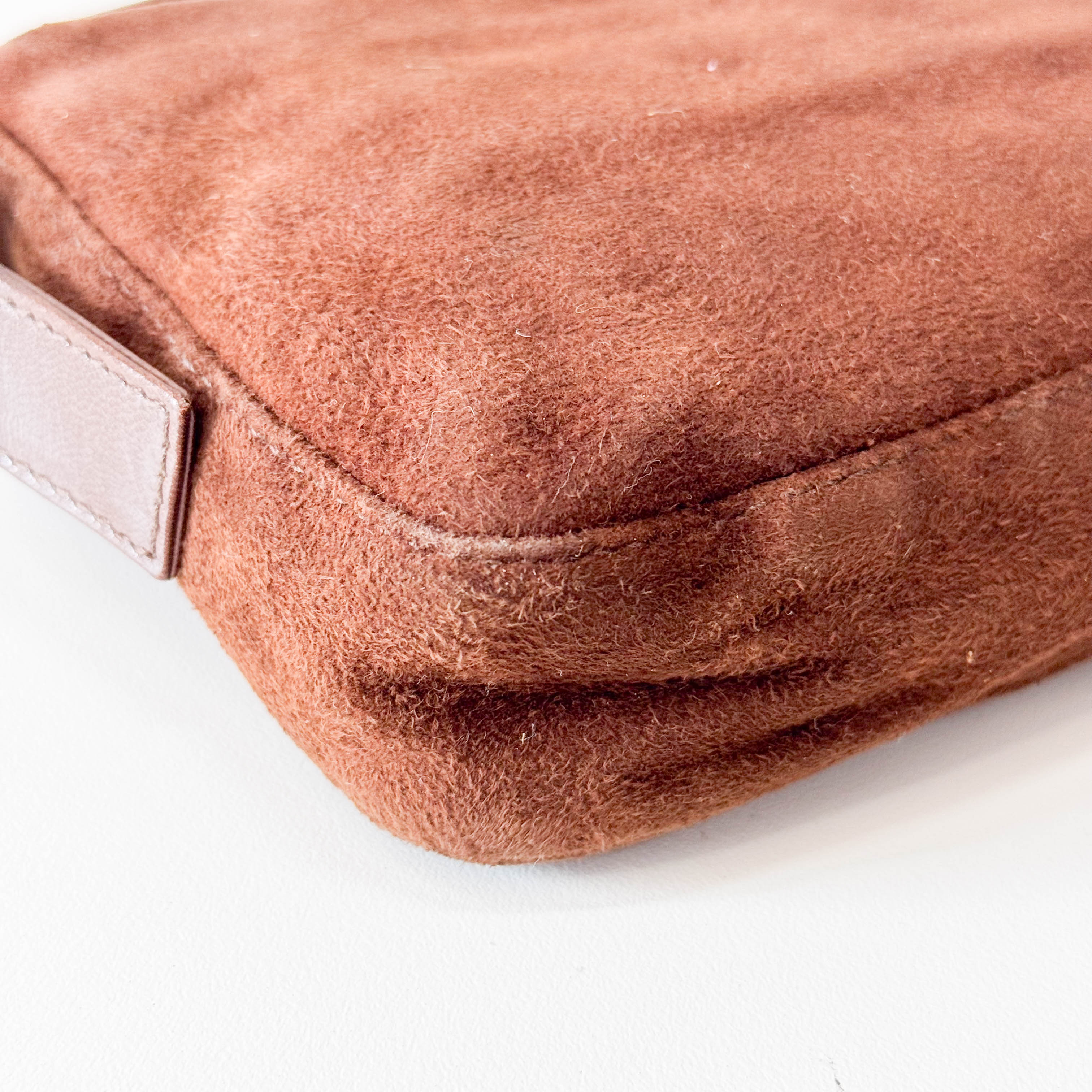 Baguette Brown Suede Shoulder Bag
