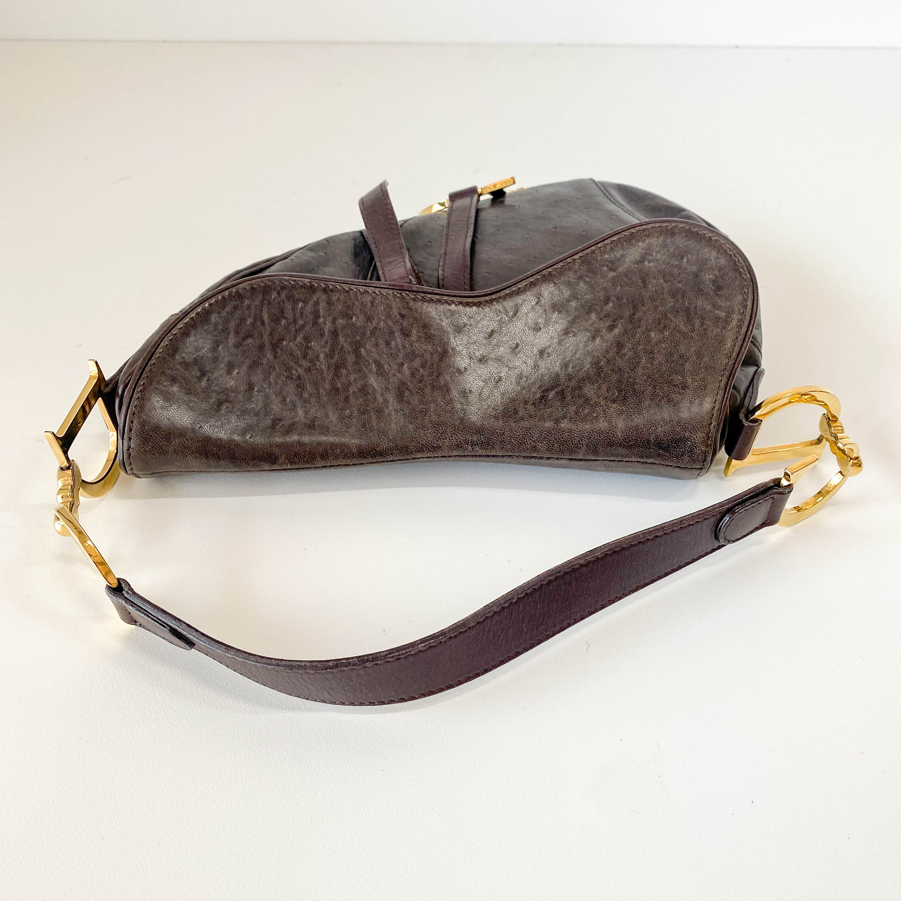 Dark Brown Leather Saddle Bag