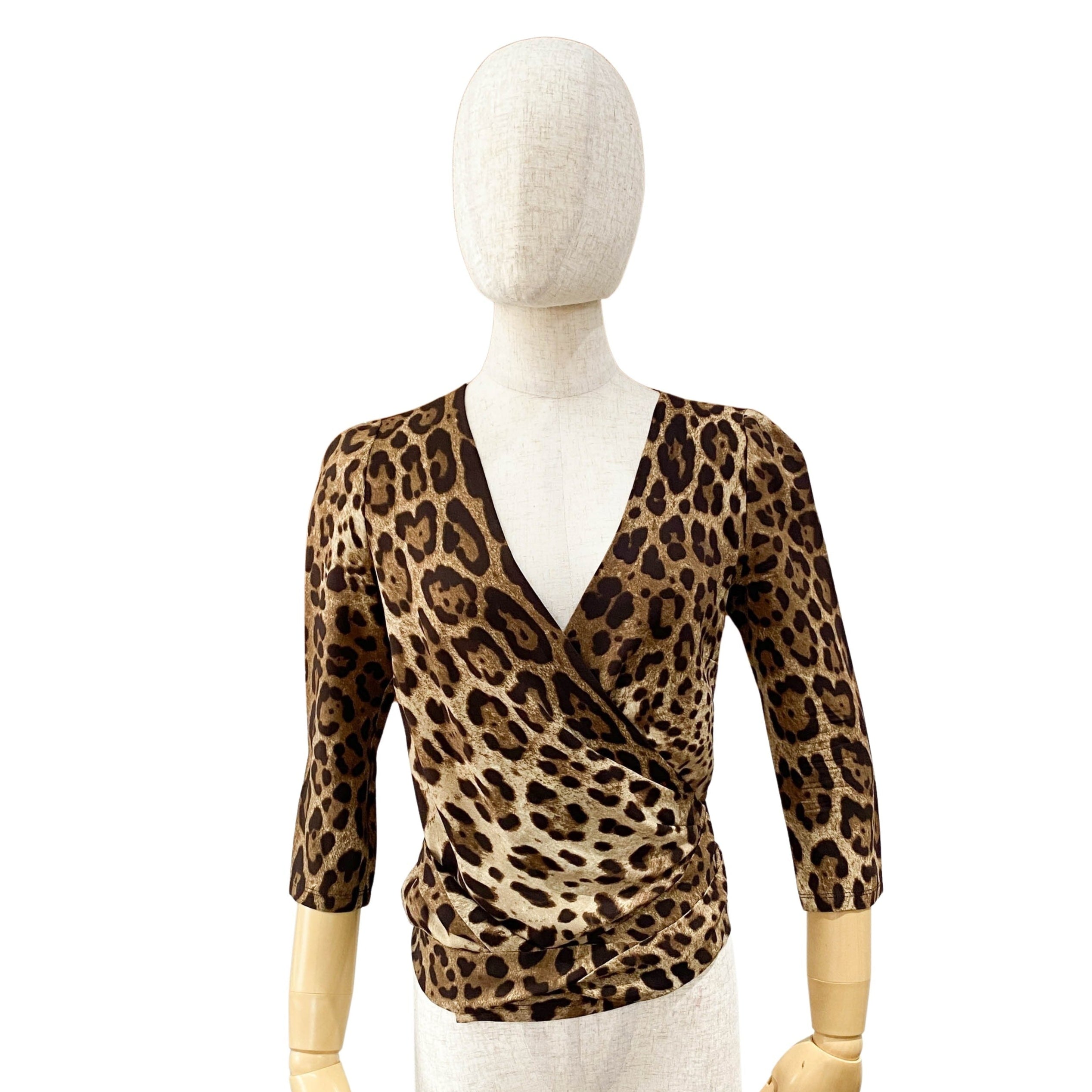 Size 38 Yellow Leopard Print Silk Top