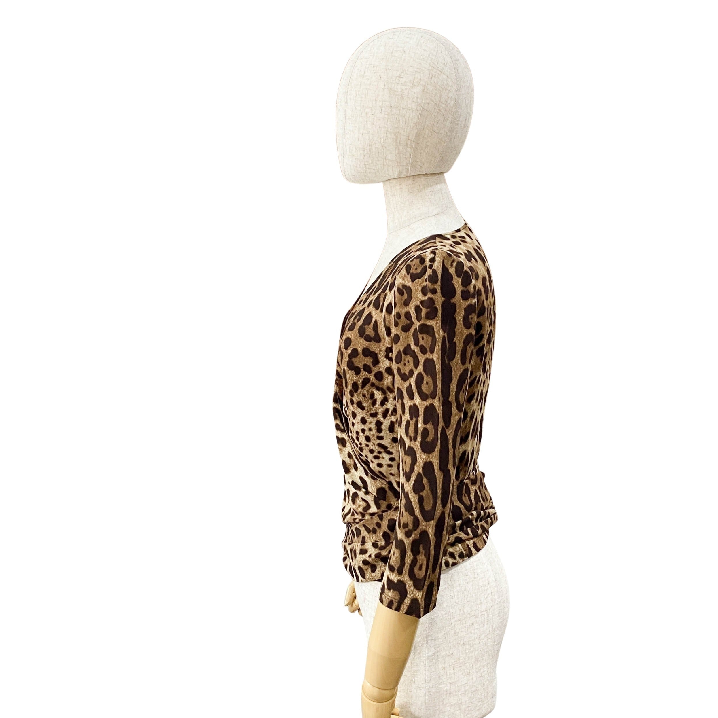 Size 38 Yellow Leopard Print Silk Top