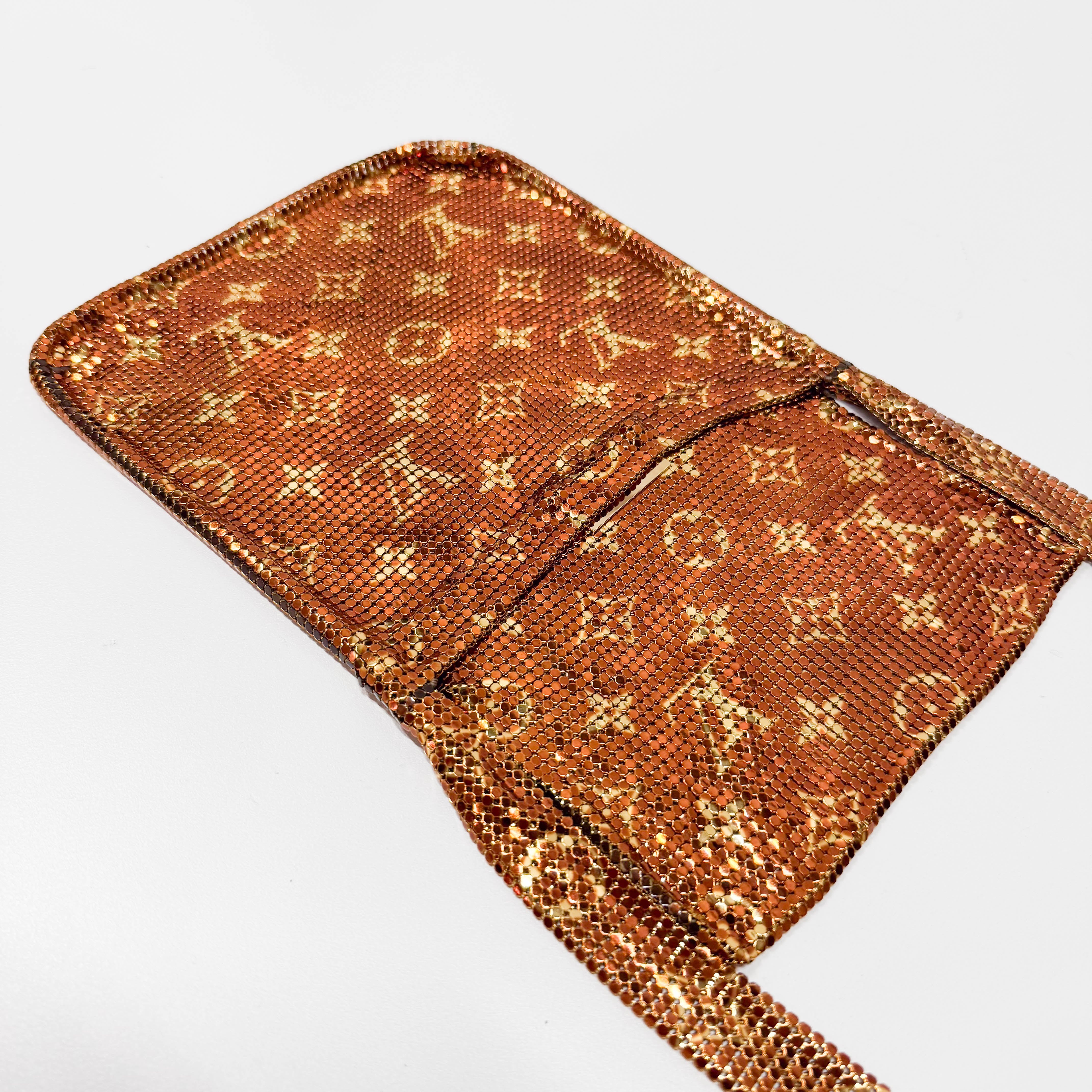 Francis Monogram Gold Mesh Metal Crossbody Bag