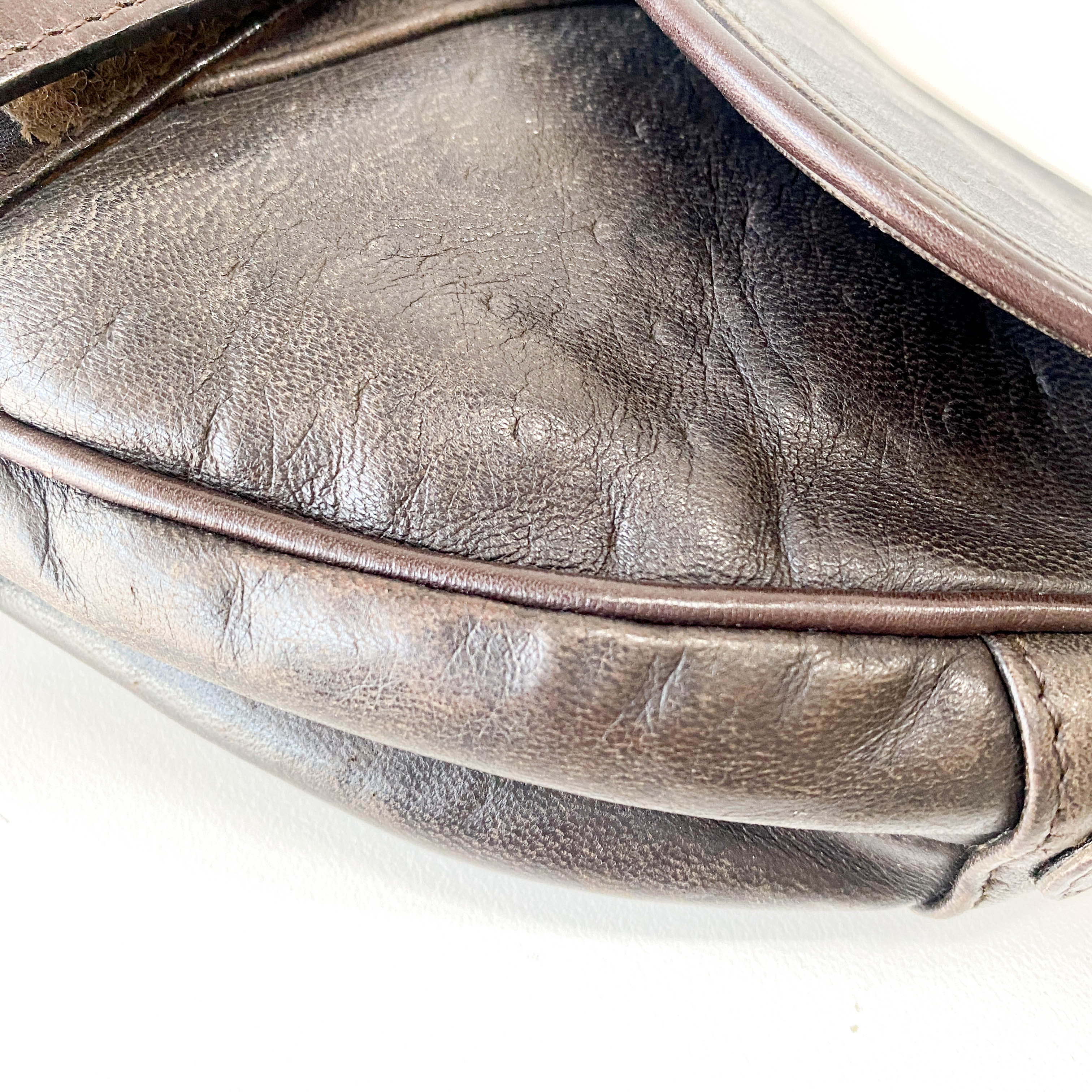 Dark Brown Leather Saddle Bag