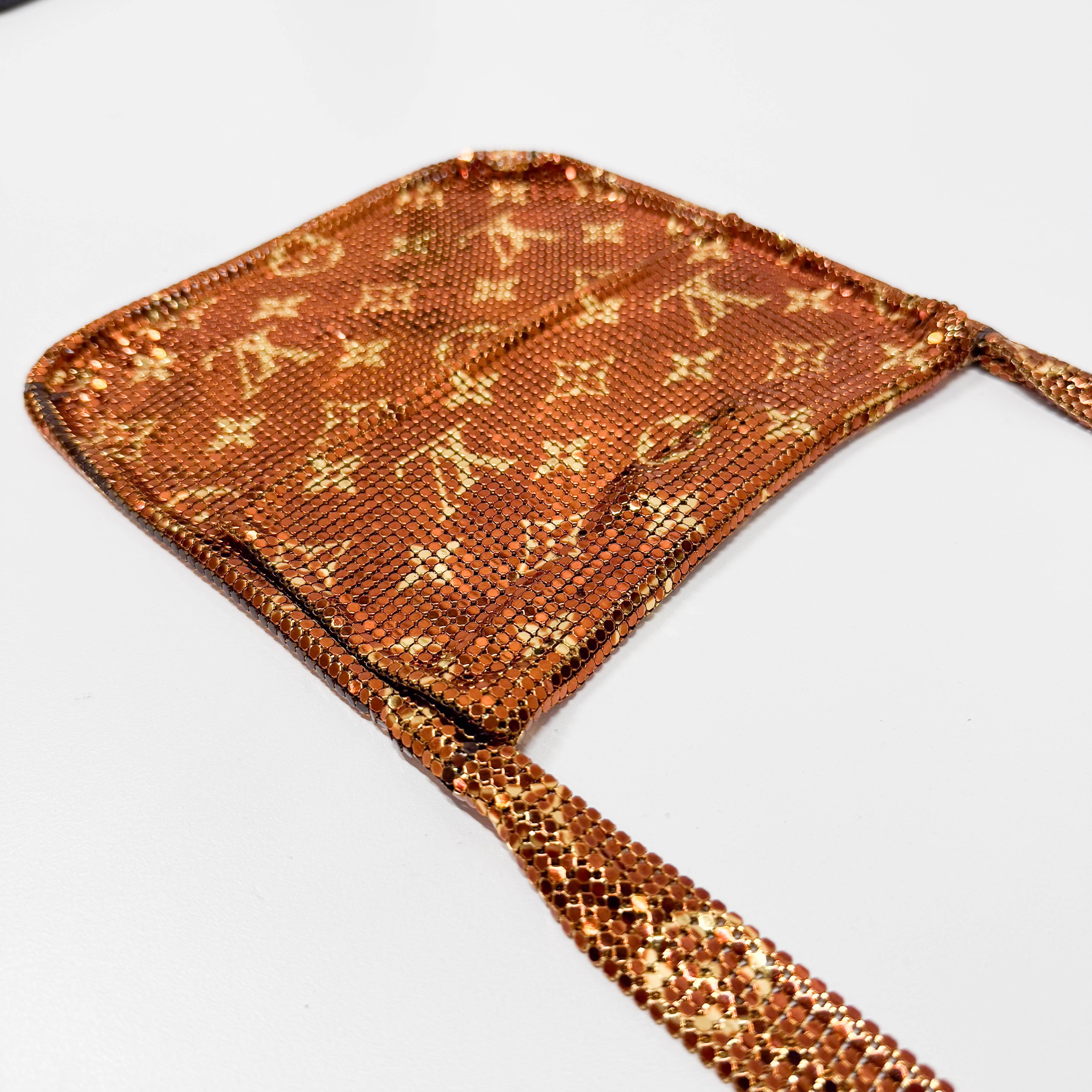 Francis Monogram Gold Mesh Metal Crossbody Bag