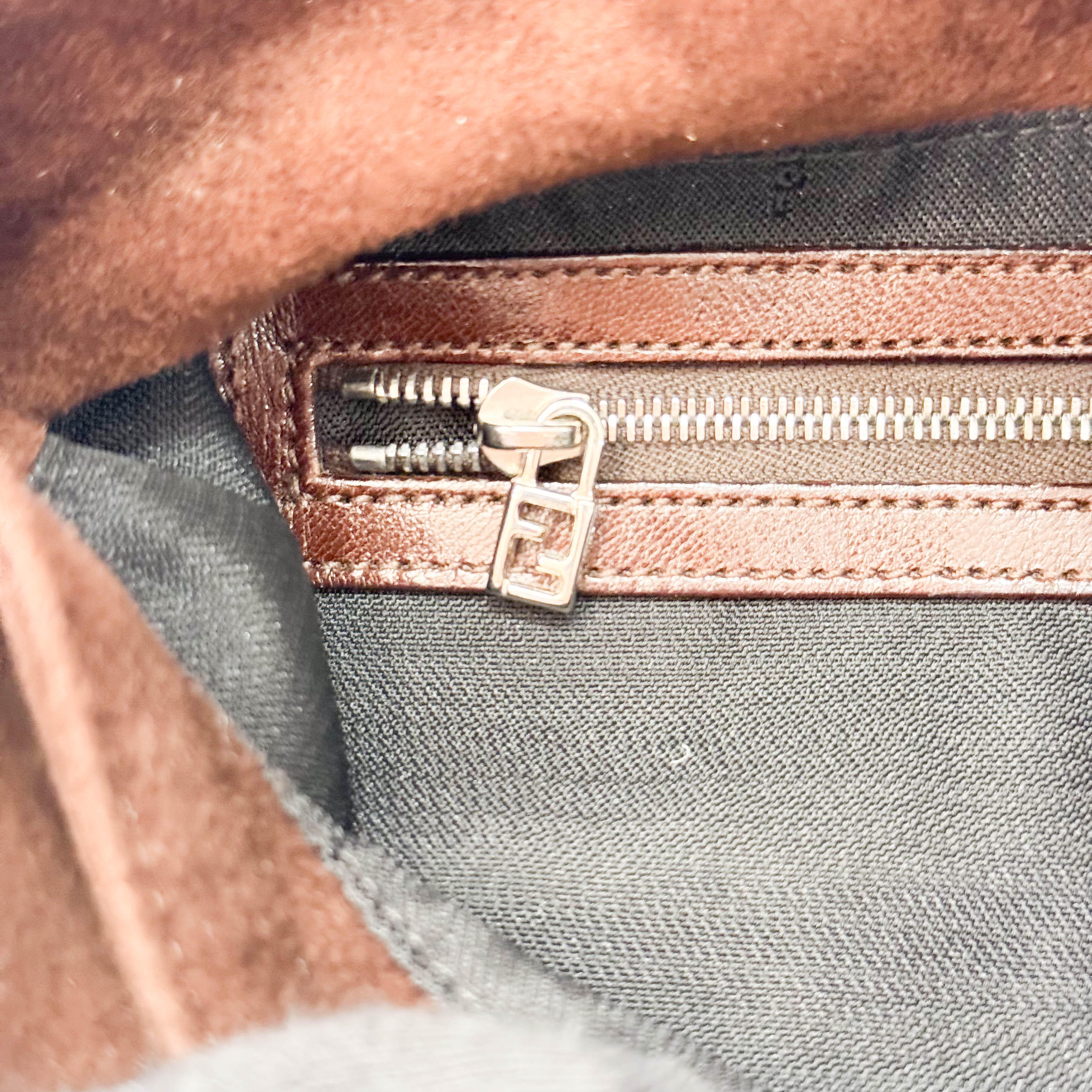 Baguette Brown Suede Shoulder Bag