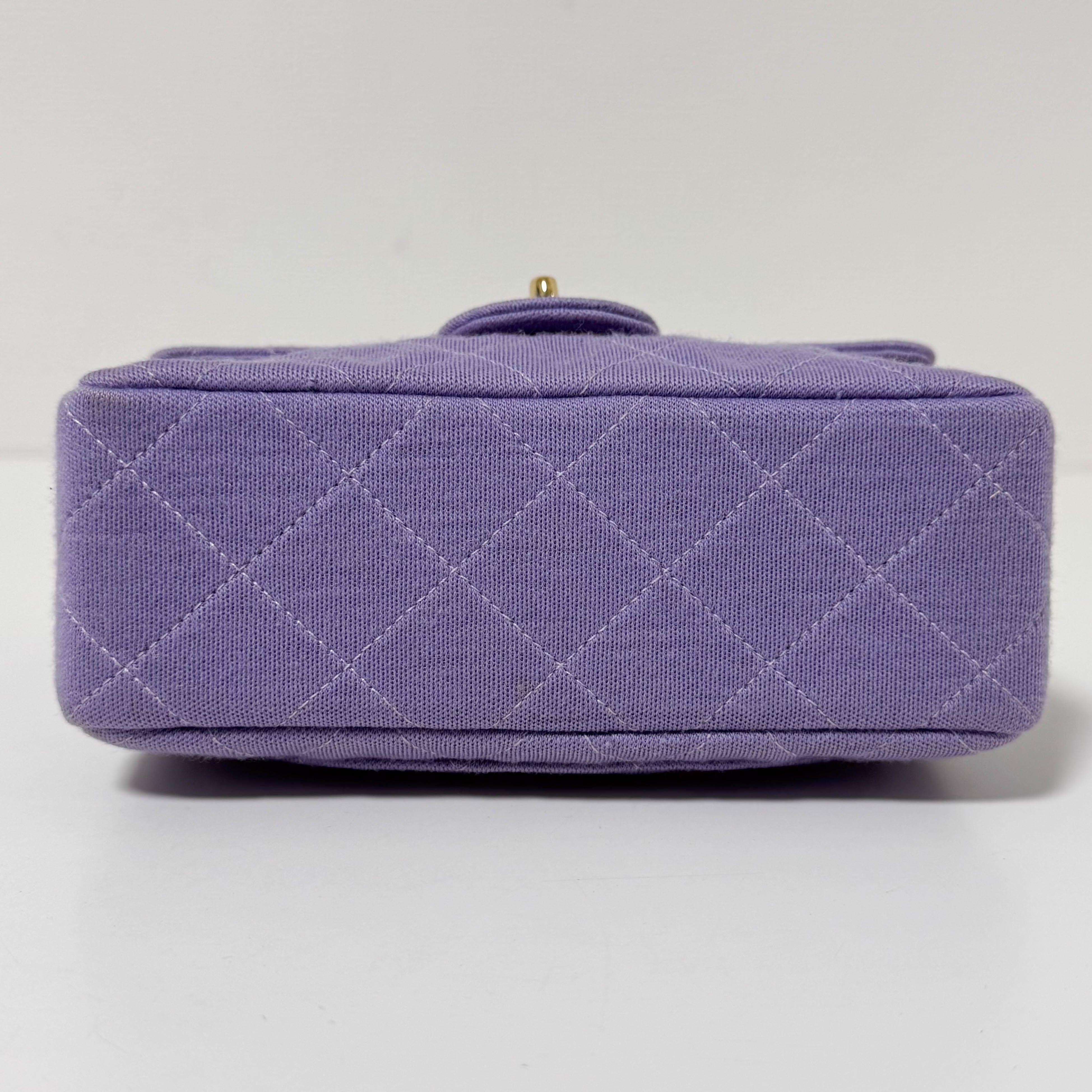 TImeless Classic Mini Single Flap Puple Cotton Shoulder Bag