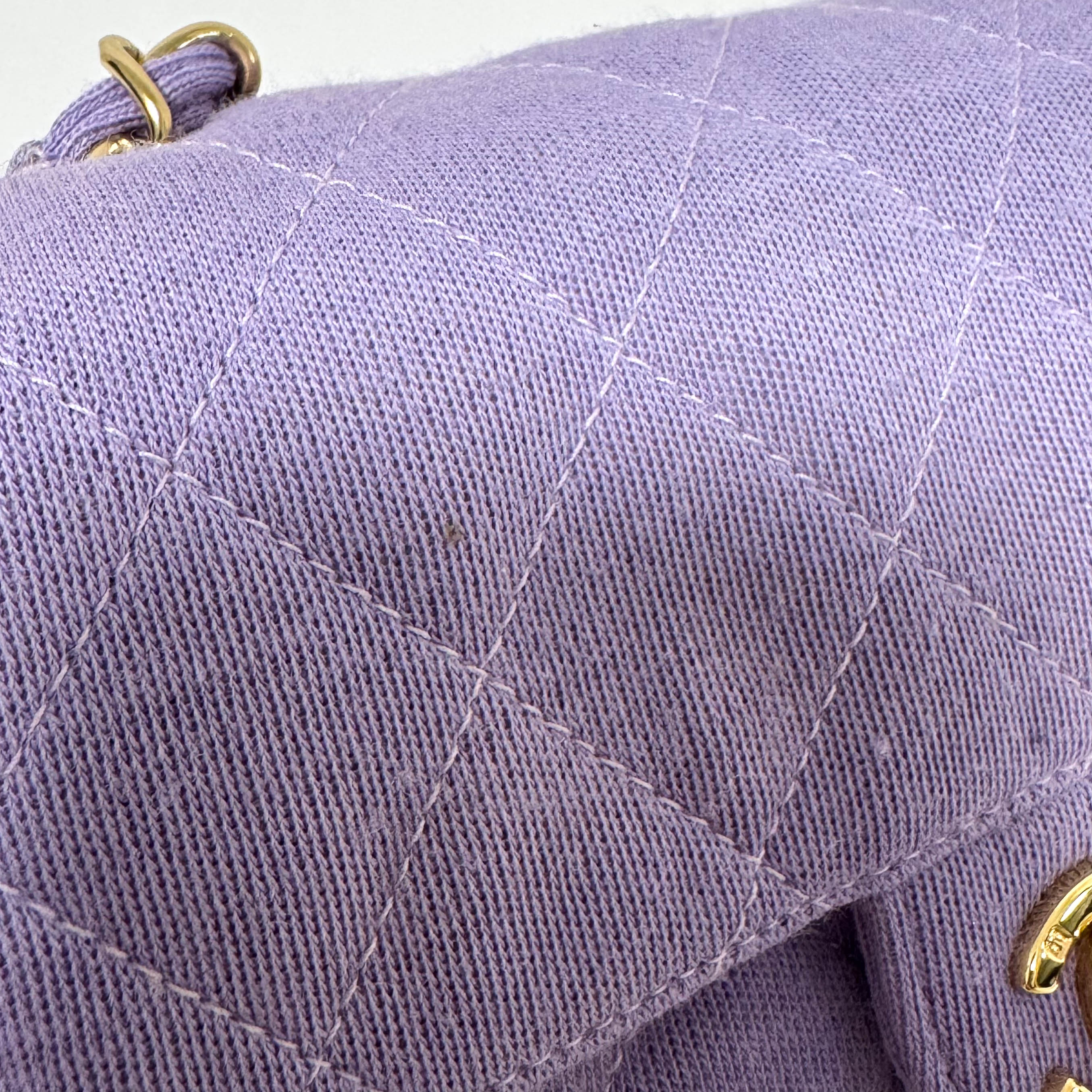 TImeless Classic Mini Single Flap Puple Cotton Shoulder Bag