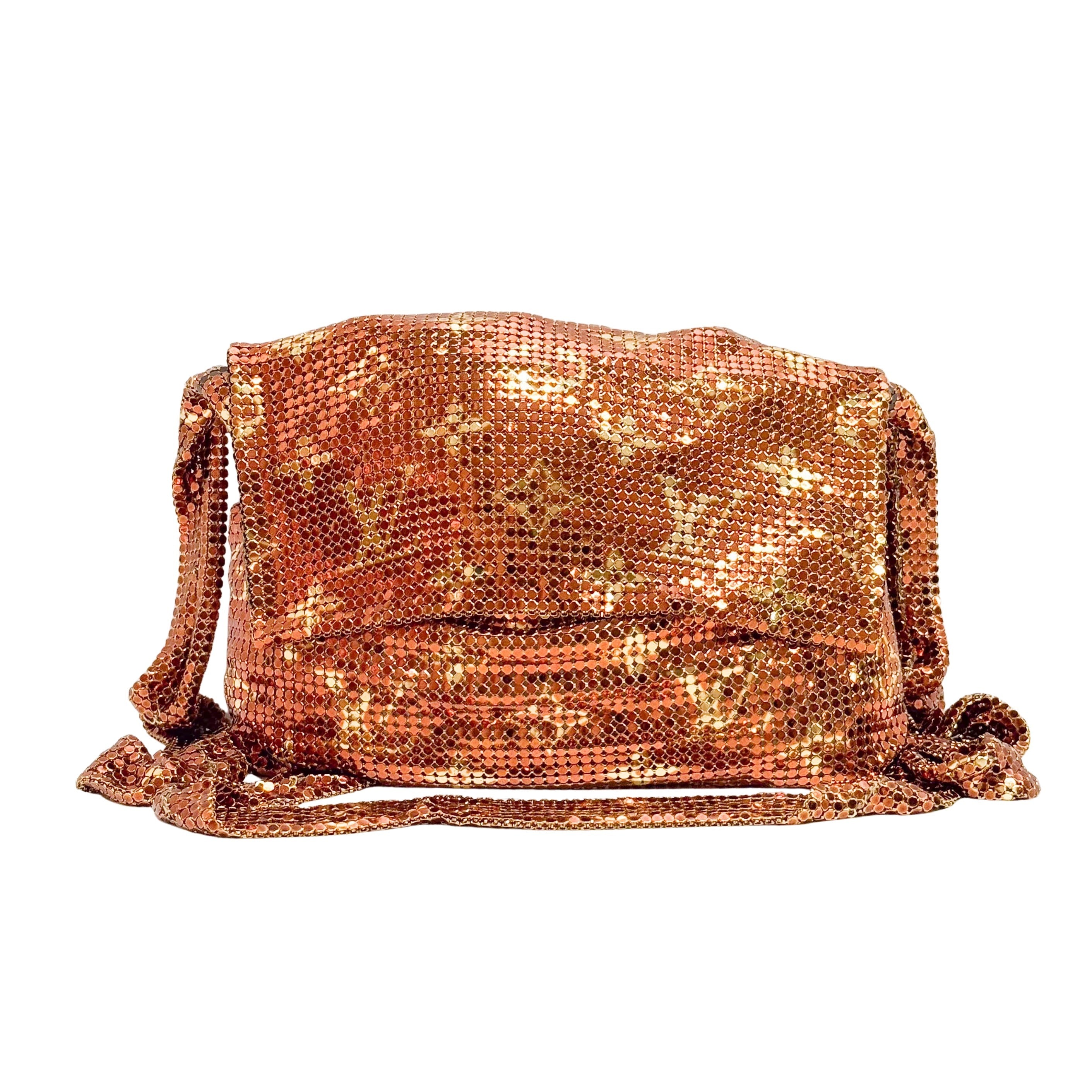 Francis Monogram Gold Mesh Metal Crossbody Bag
