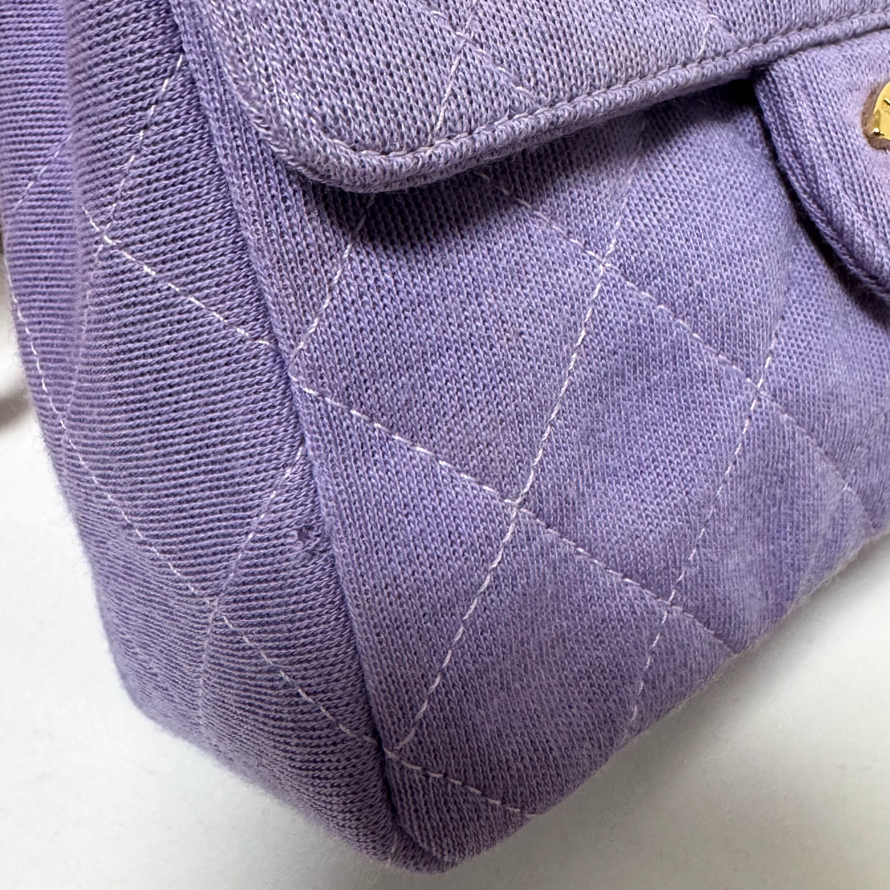 TImeless Classic Mini Single Flap Puple Cotton Shoulder Bag