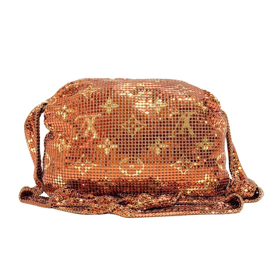 Francis Monogram Gold Mesh Metal Crossbody Bag