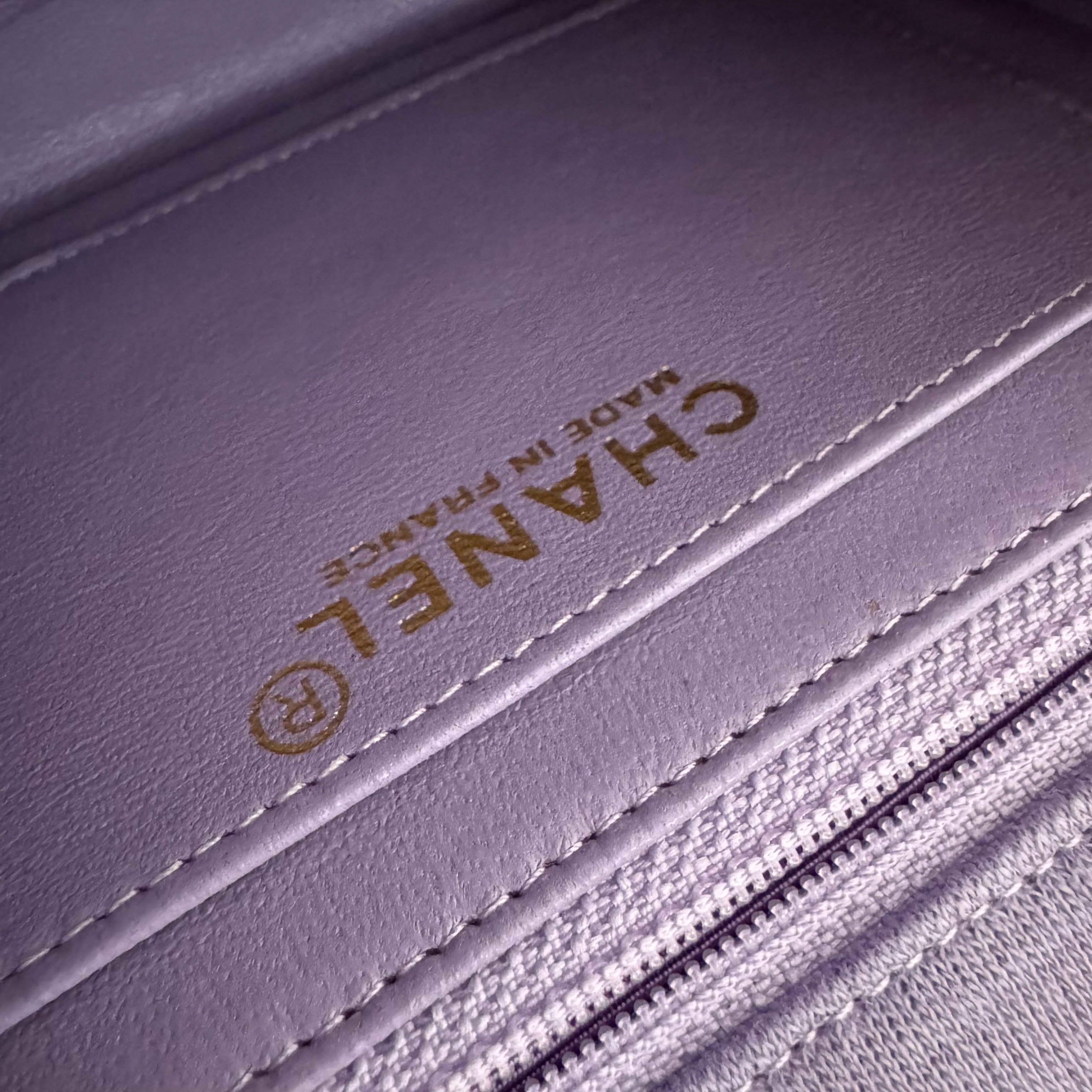 TImeless Classic Mini Single Flap Puple Cotton Shoulder Bag