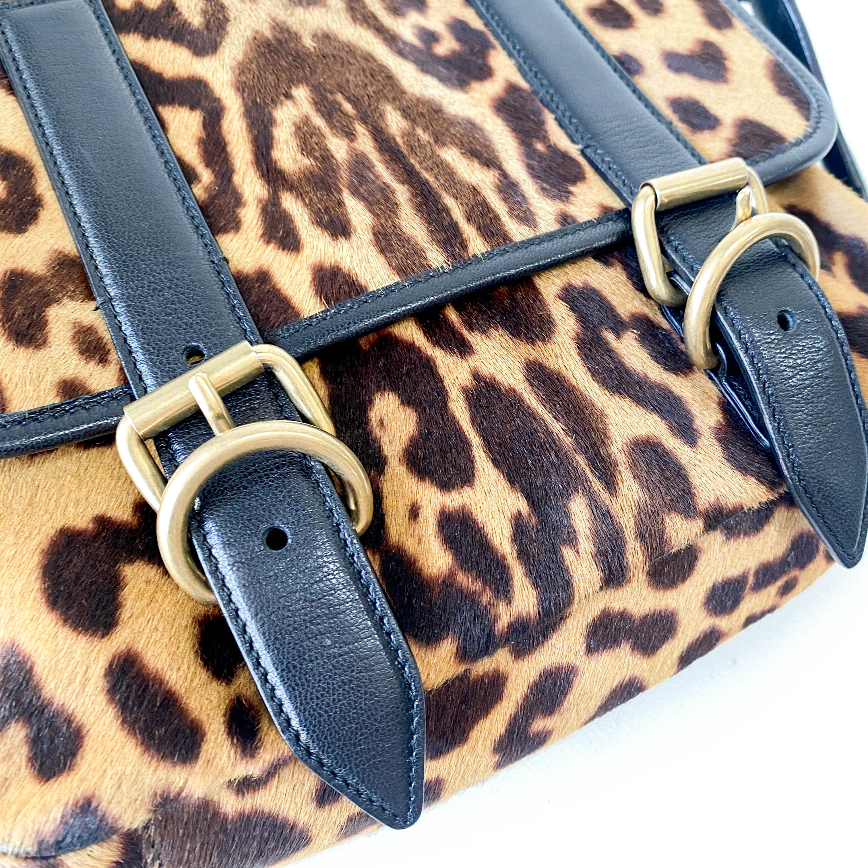Rive Gauche Colt Leopard Print Crossbody Bag