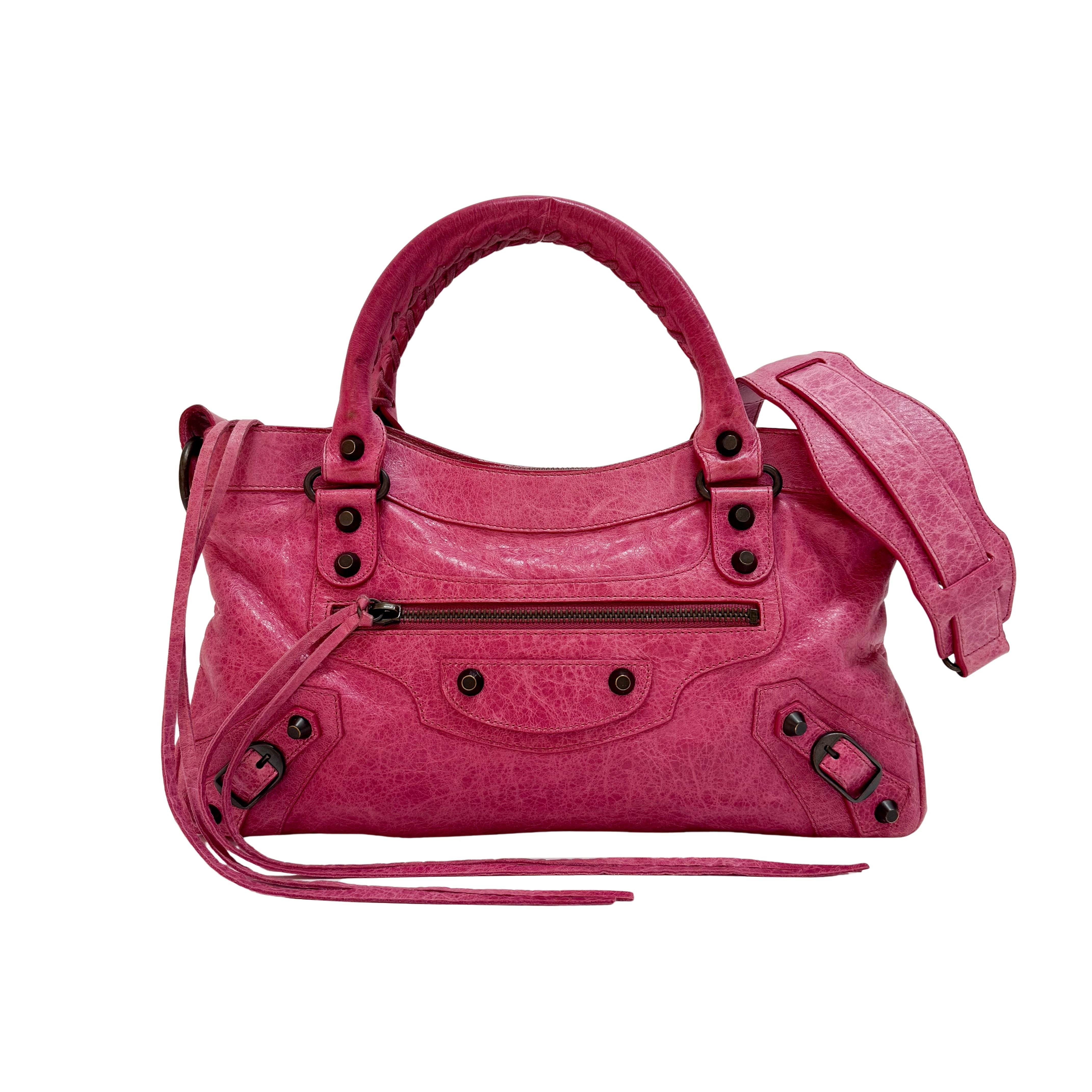 Mini City Pink Leather Two Way Bag
