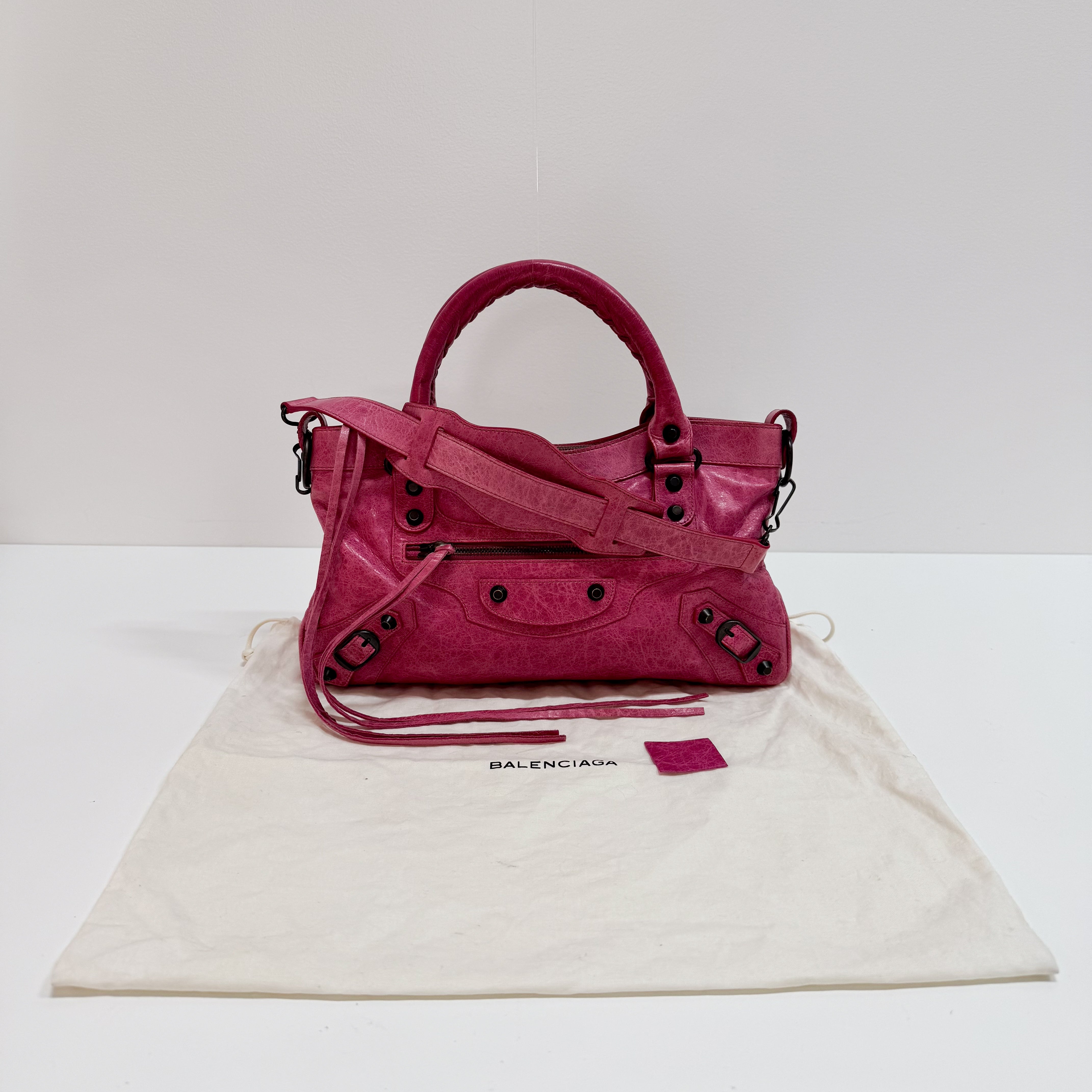 Mini City Pink Leather Two Way Bag